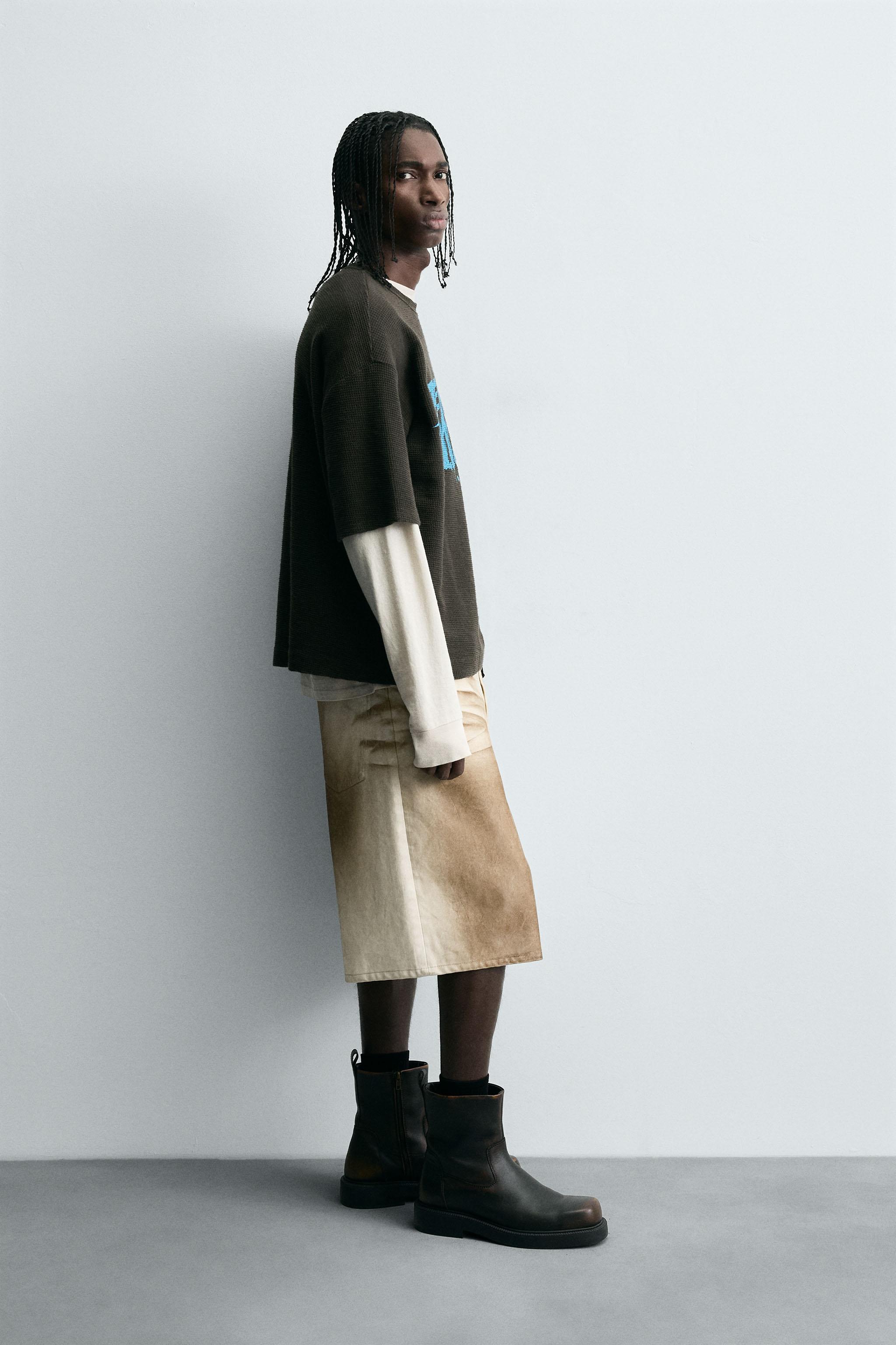 CONTRAST PRINT KNIT T-SHIRT