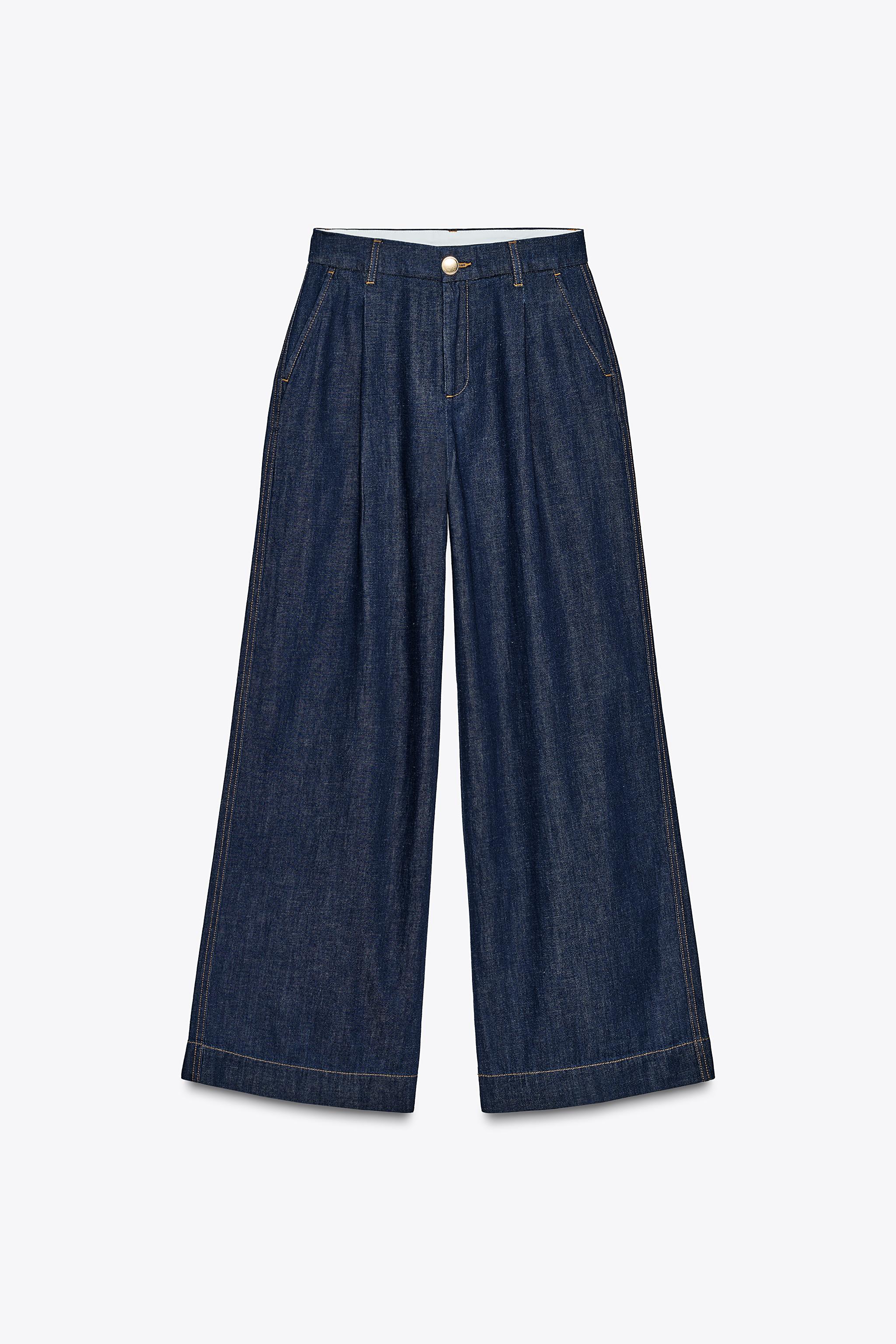 WIDE LEG FAUX DENIM PANTS