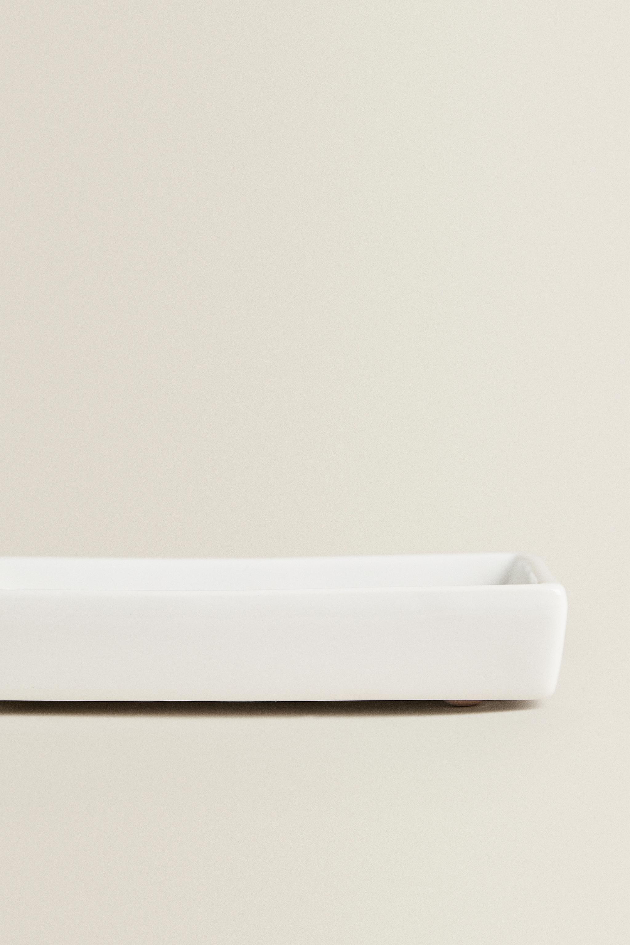 EARTHENWARE BATHROOM SOAP DISH WHITE