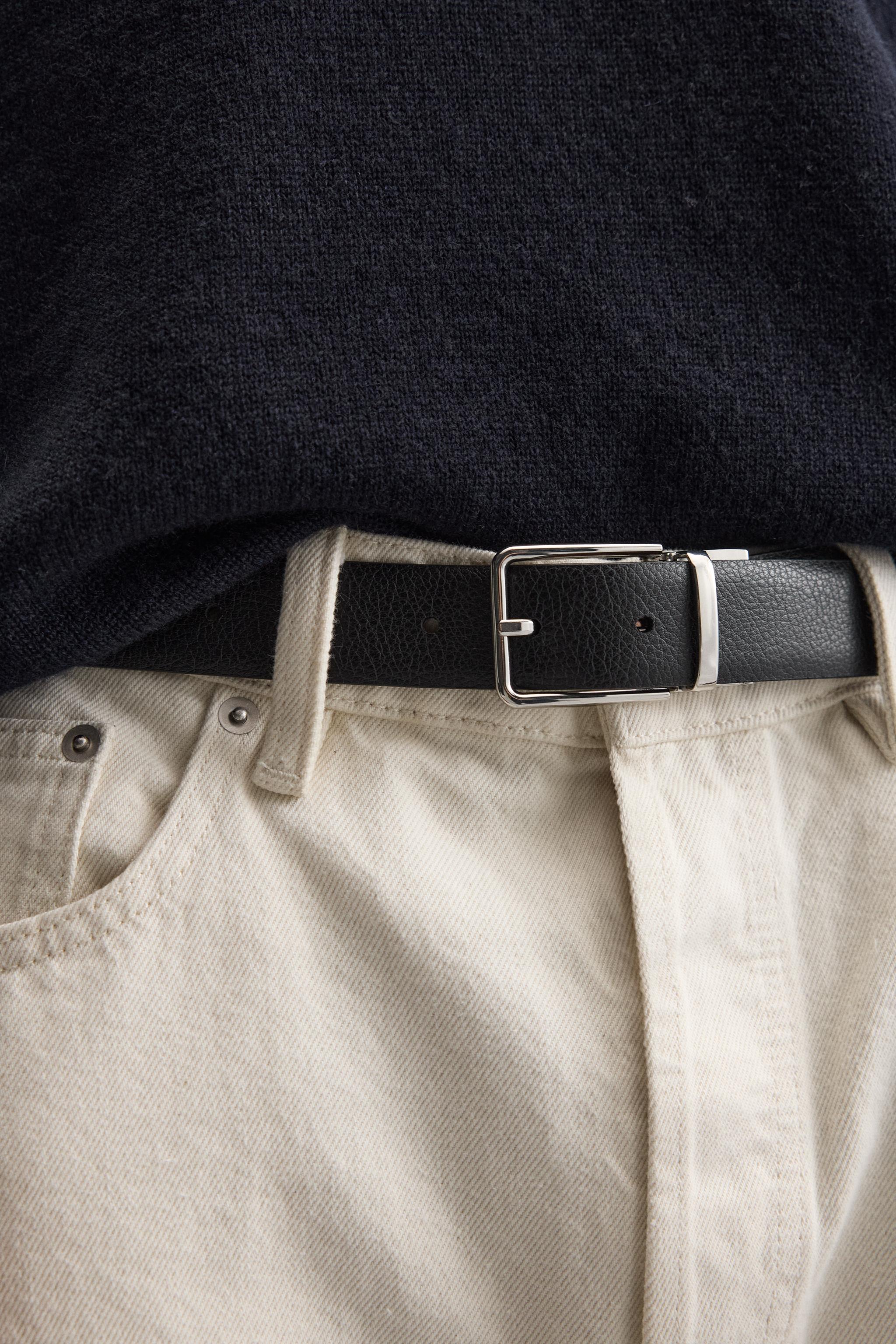 REVERSIBLE CONTRAST LEATHER BELT