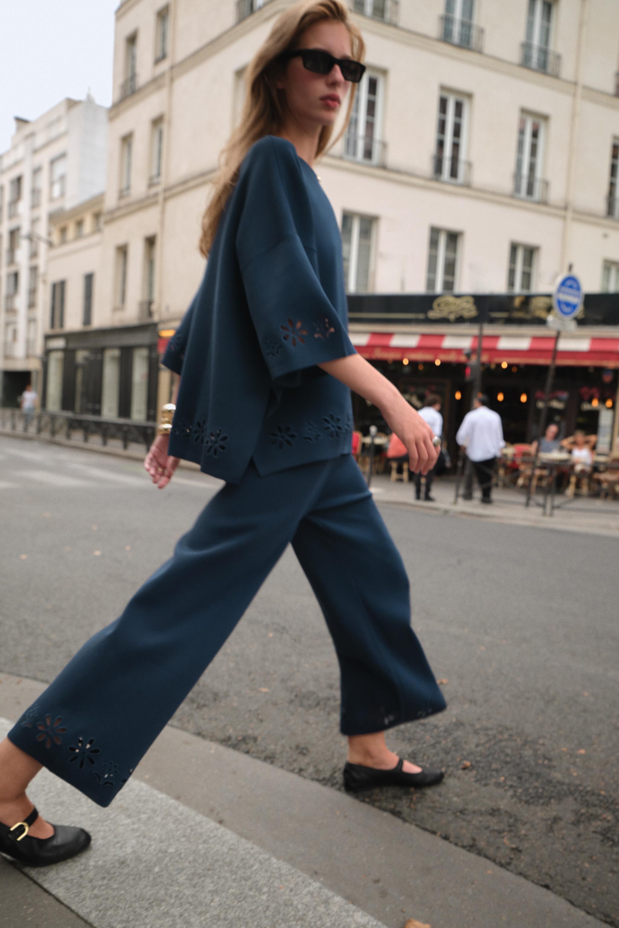 KNIT PANTS WITH OPENWORK EMBROIDERY