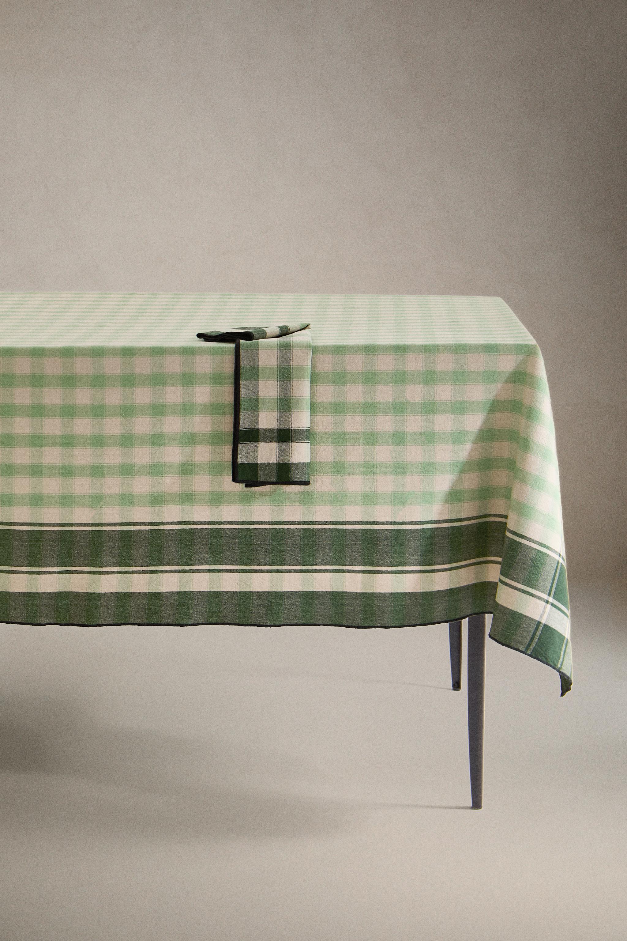 DYED CHECK COTTON TABLECLOTH