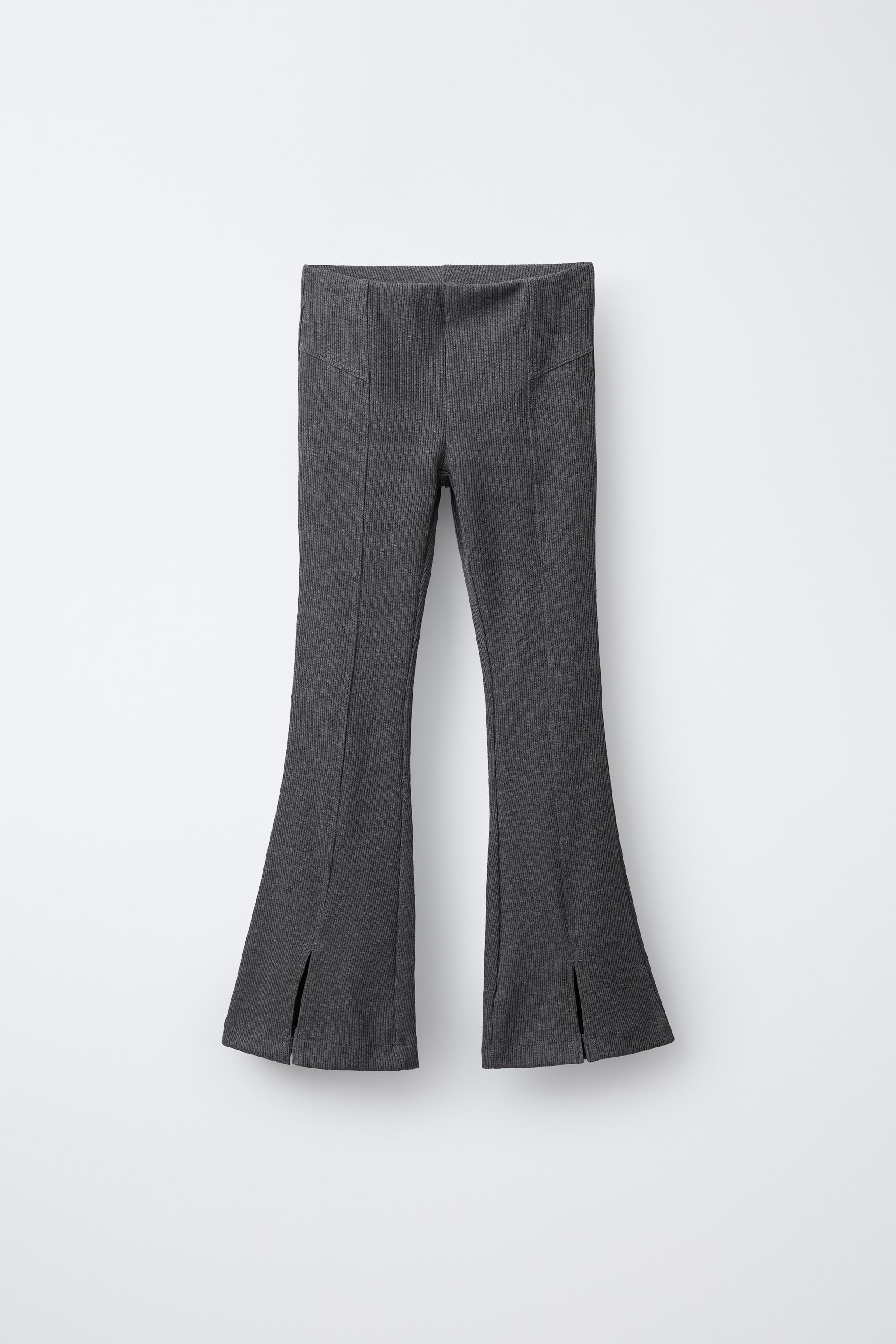 PLAIN RIBBED FLARE LEGGINGS