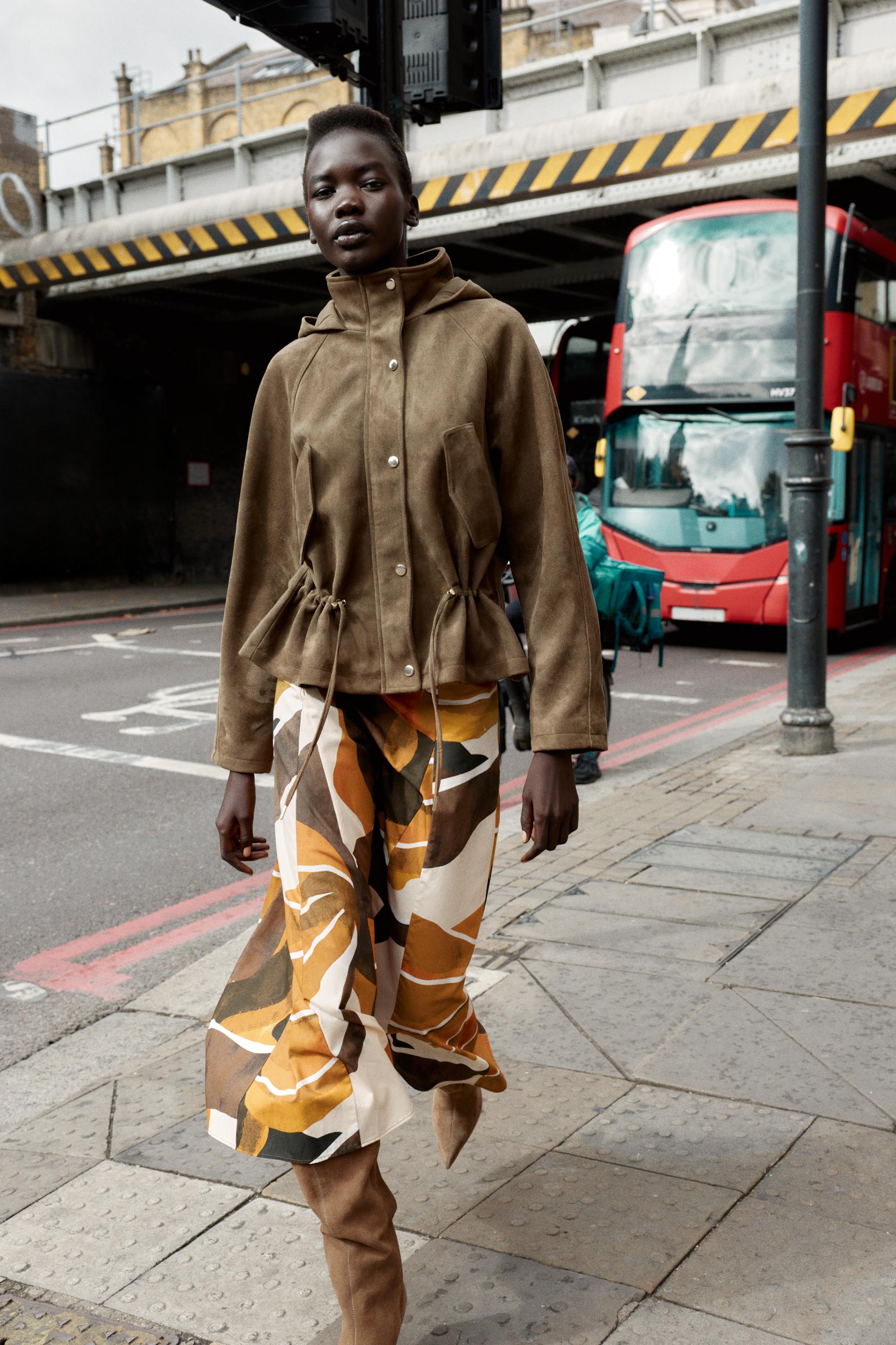 FAUX SUEDE JACKET WITH HOODIE