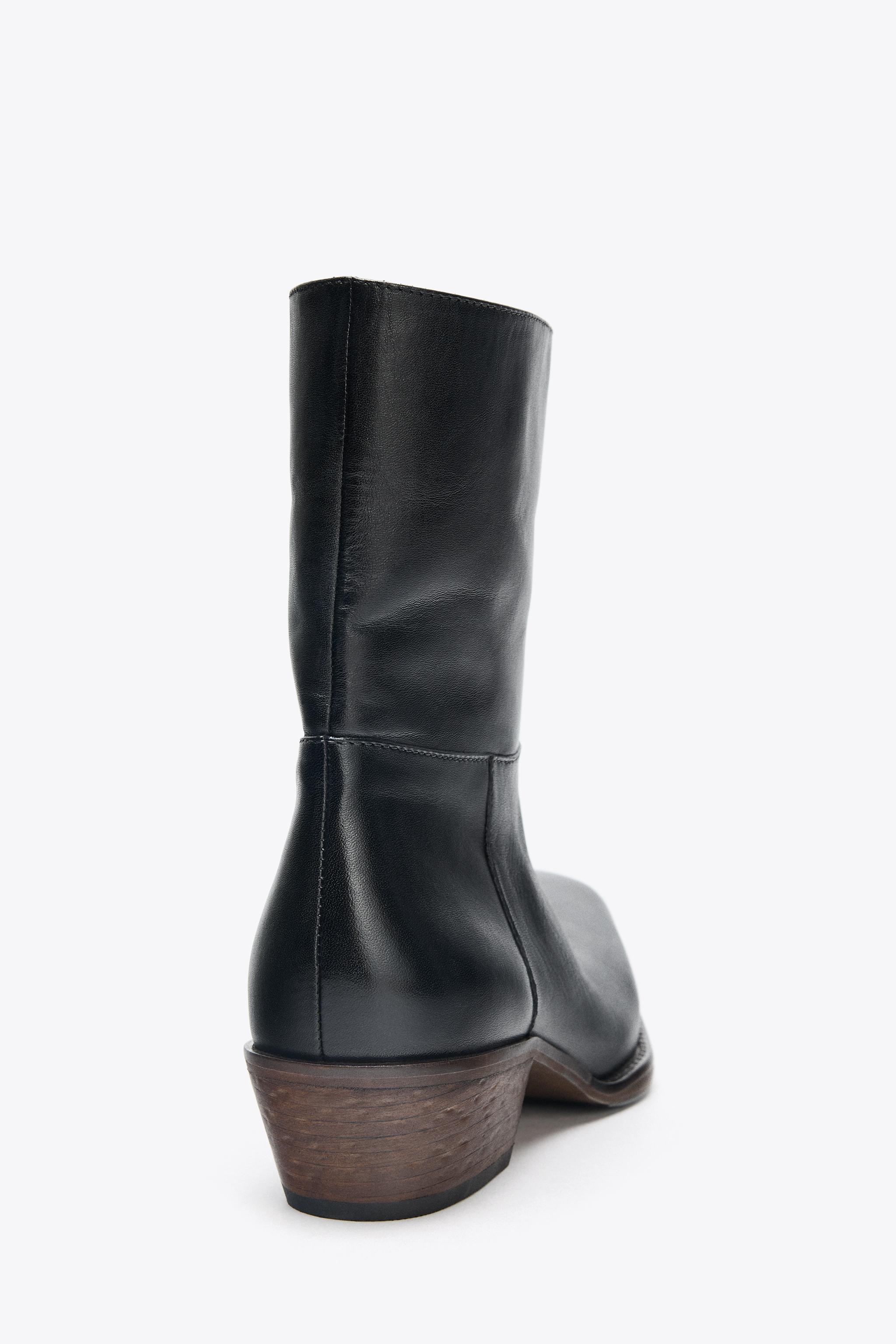 LEATHER COWBOY ANKLE BOOTS