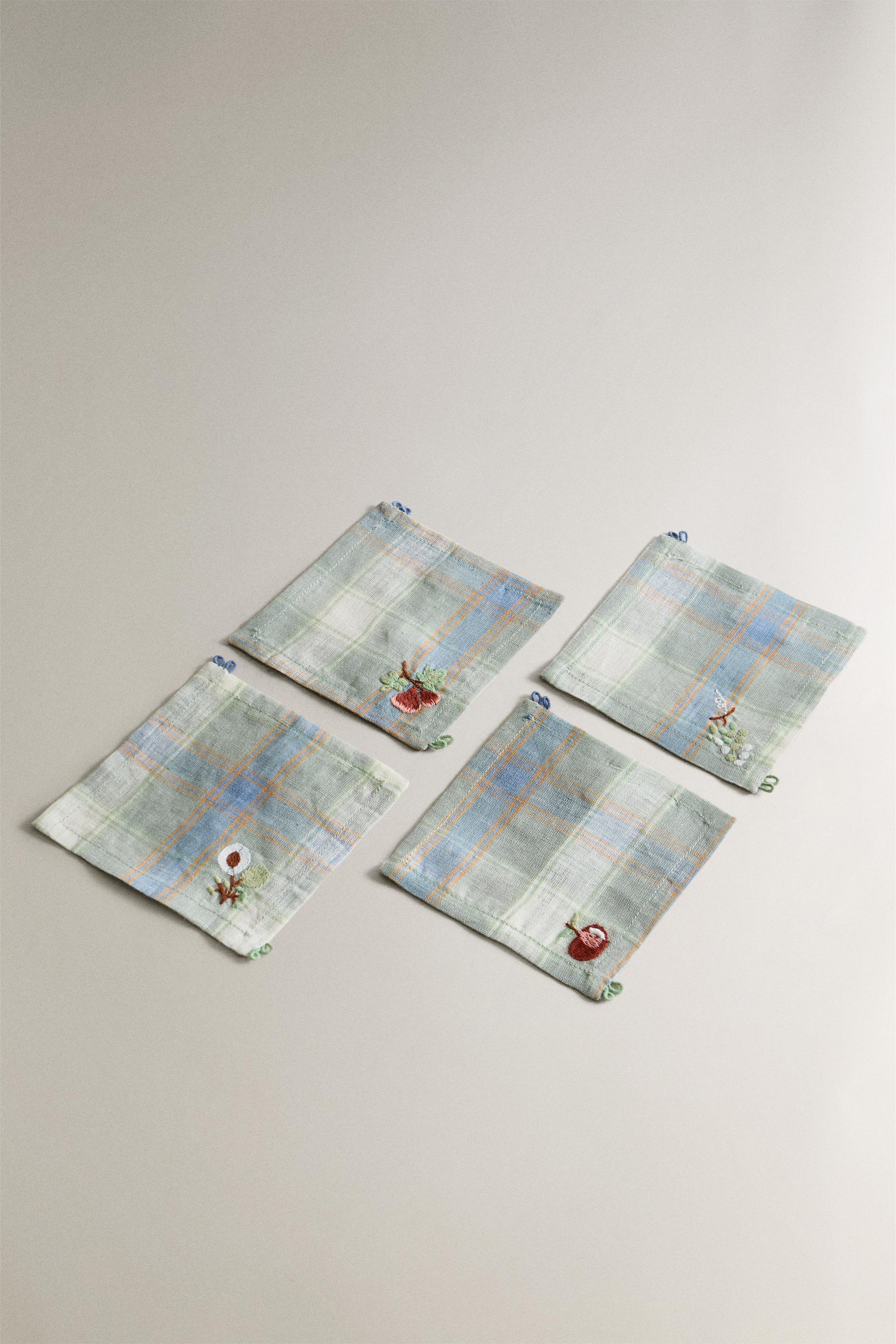 PACK OF CHECK LINEN COASTERS (PACK OF 4)