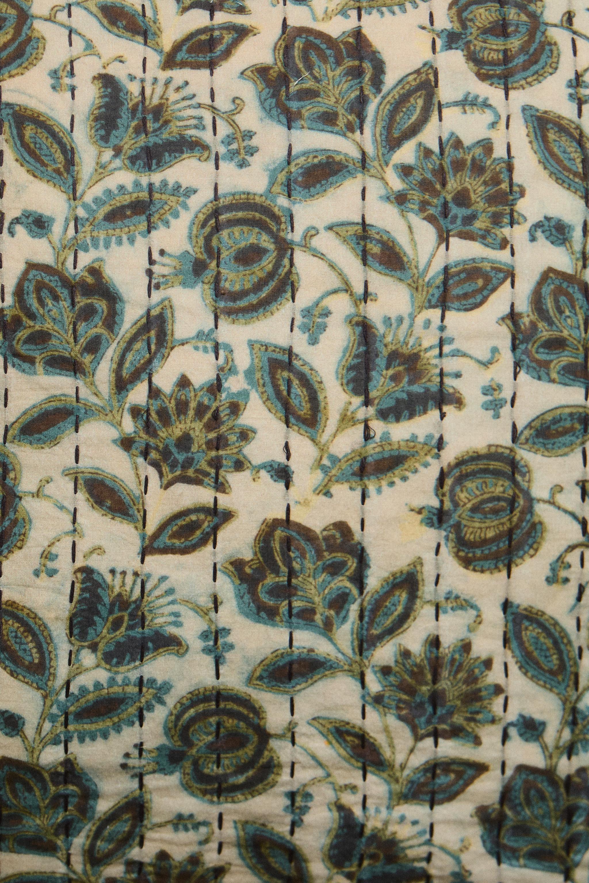 FLORAL THROW PILLOW COVER WITH POMPOMS