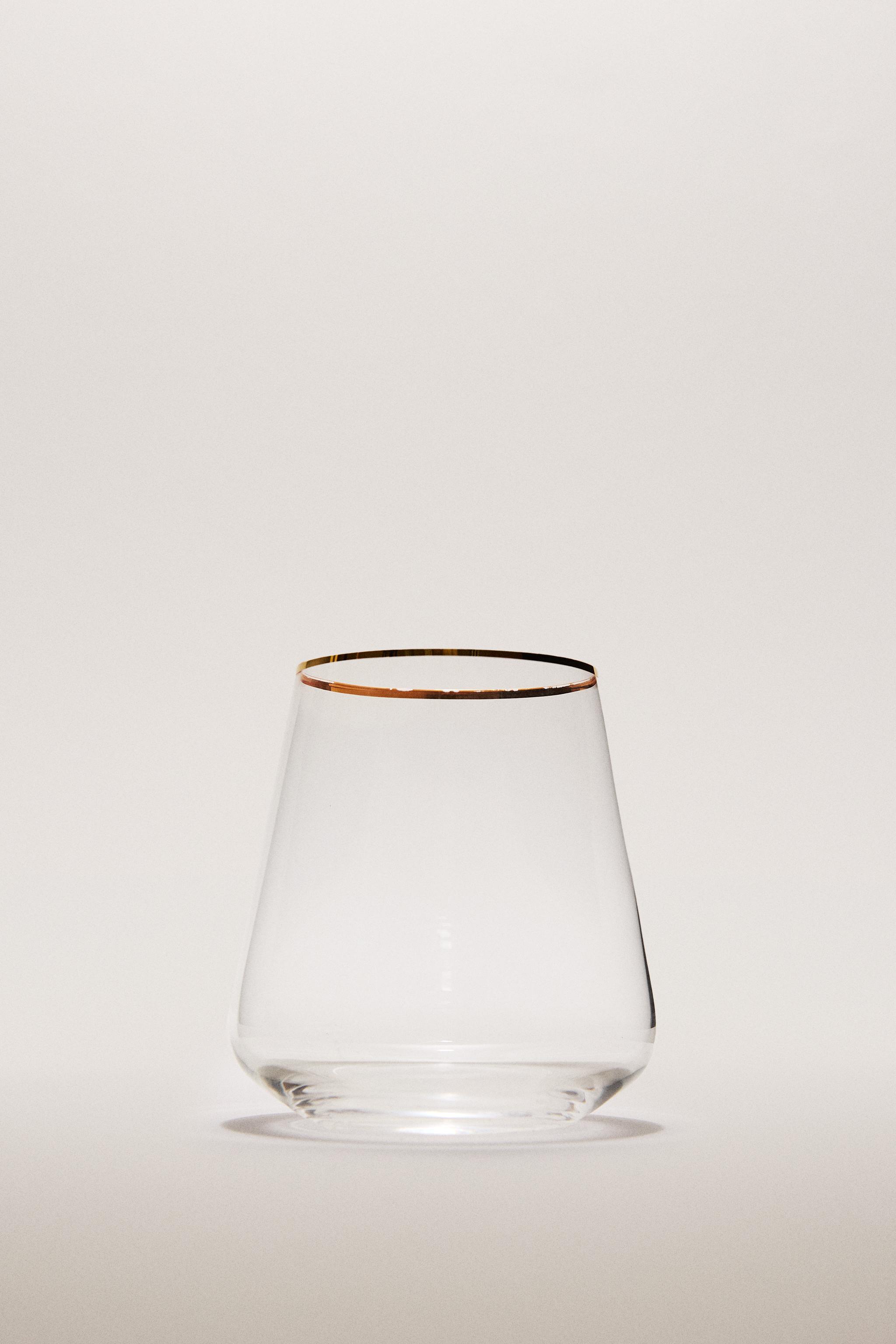 BOHEMIA CRYSTAL TUMBLER WITH A GOLDEN RIM