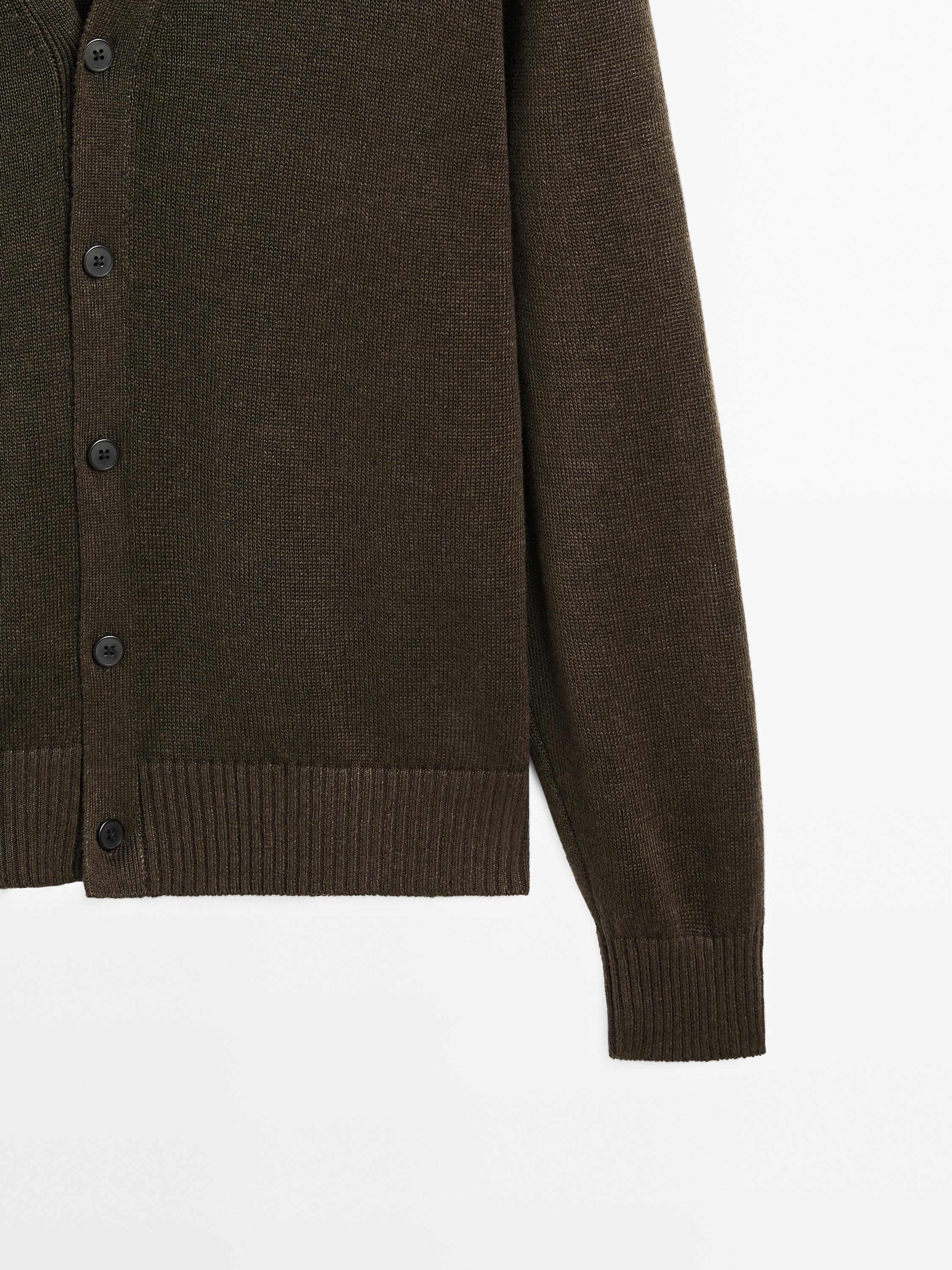 Linen blend knit cardigan