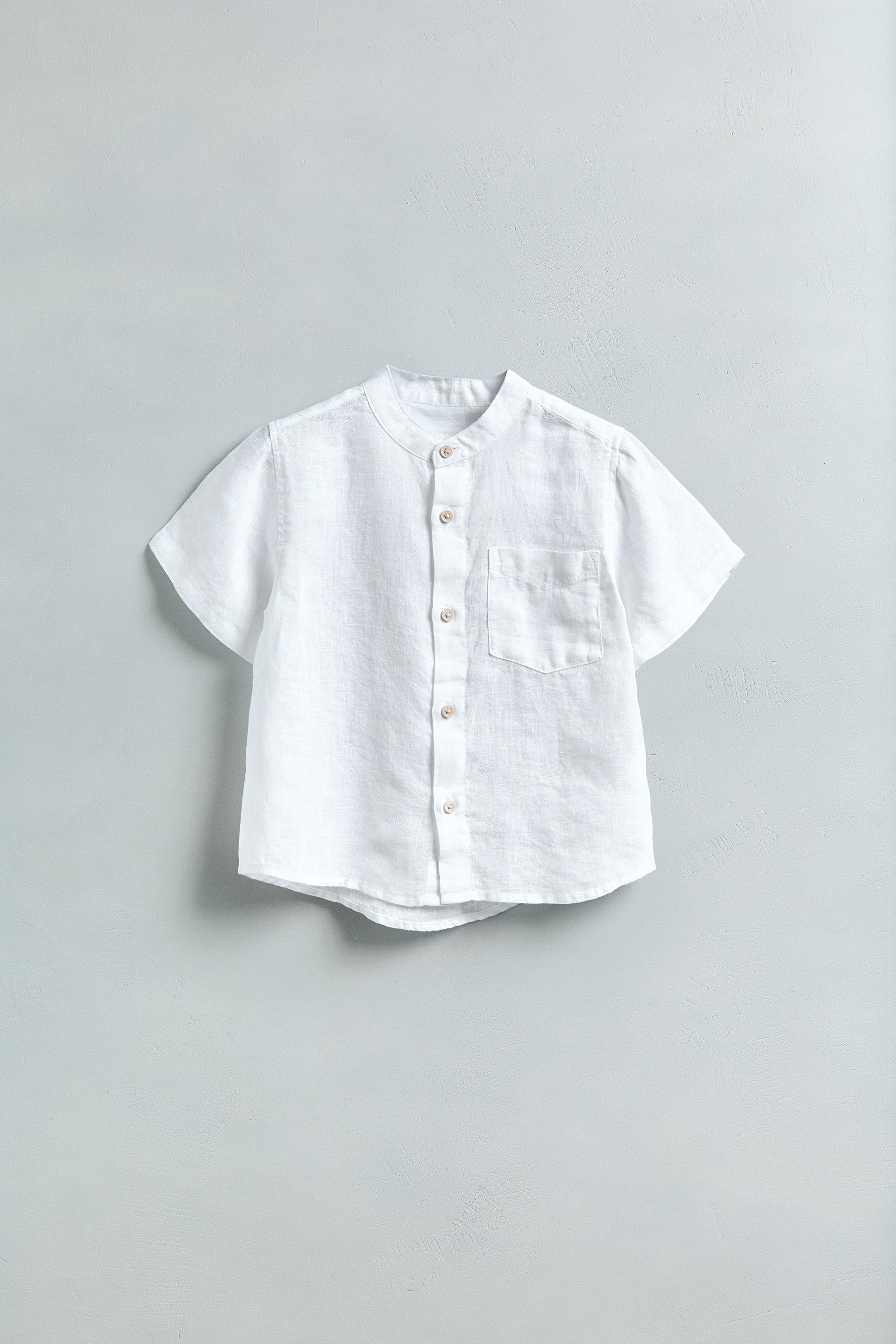 LINEN MANDARIN COLLAR SHIRT