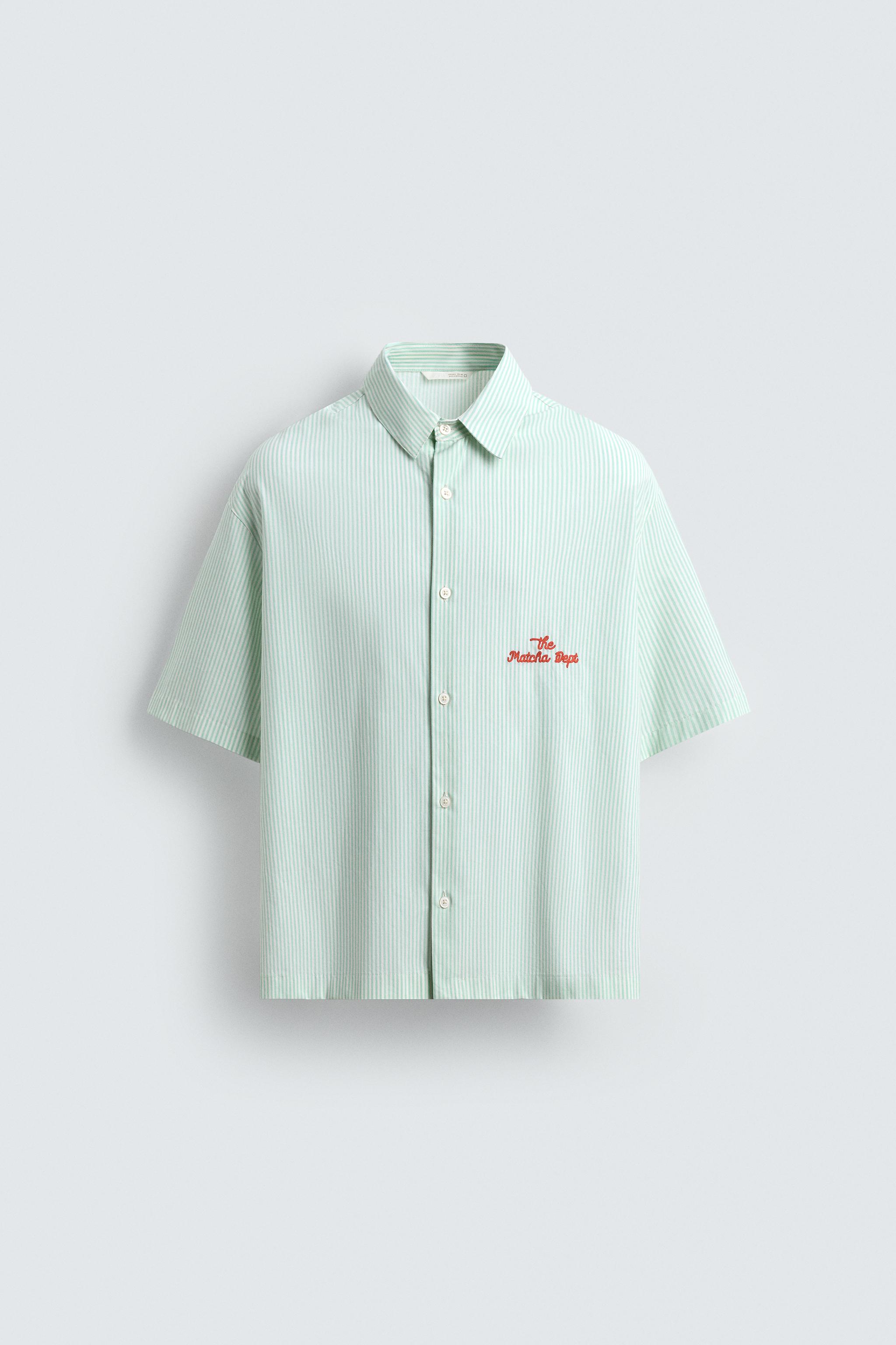 COMBINATION TEXT STRIPED SHIRT