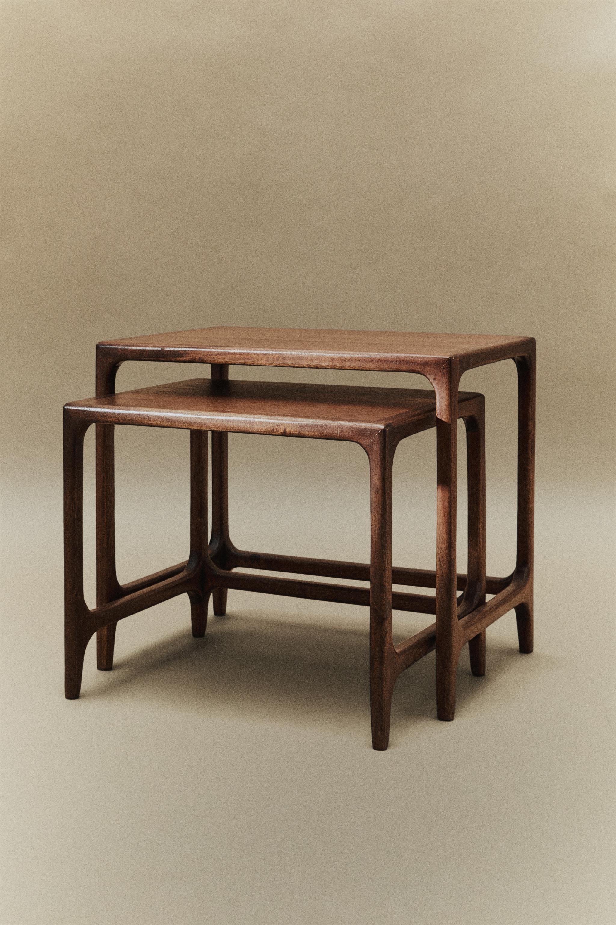 WOODEN NEST OF SIDE TABLES (SET OF 2)