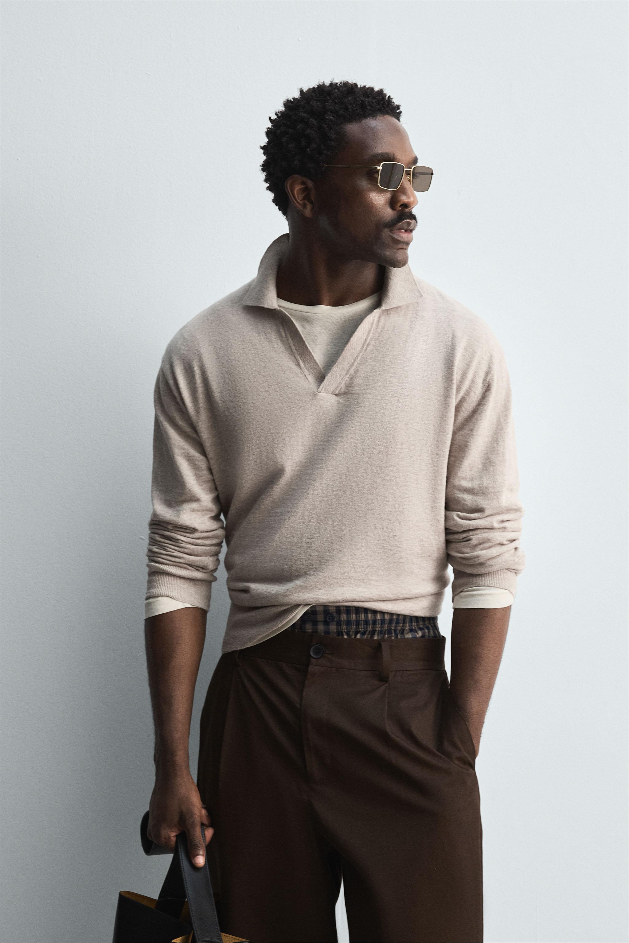 COTTON-WOOL KNIT POLO SHIRT