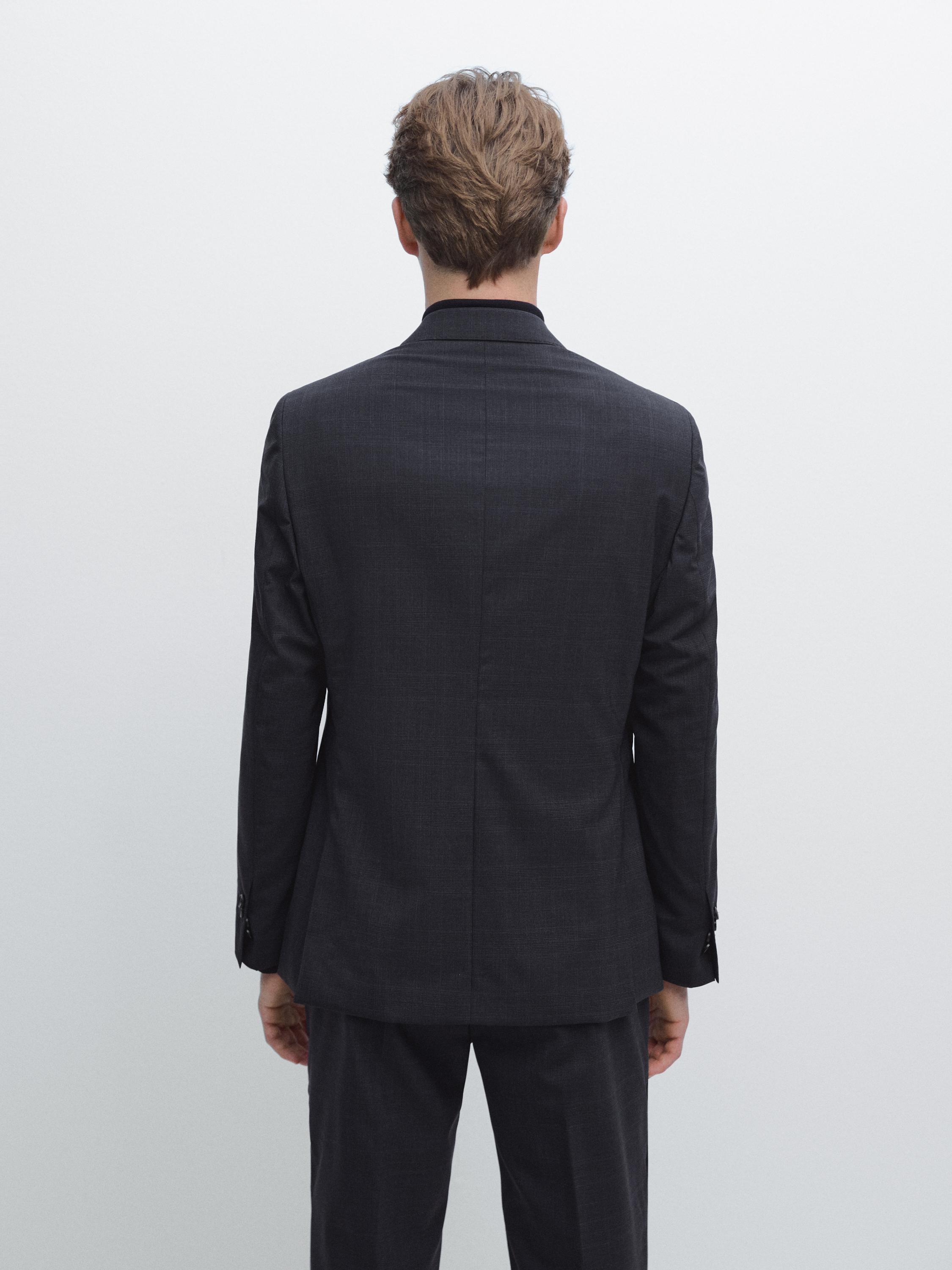 100% wool check suit blazer