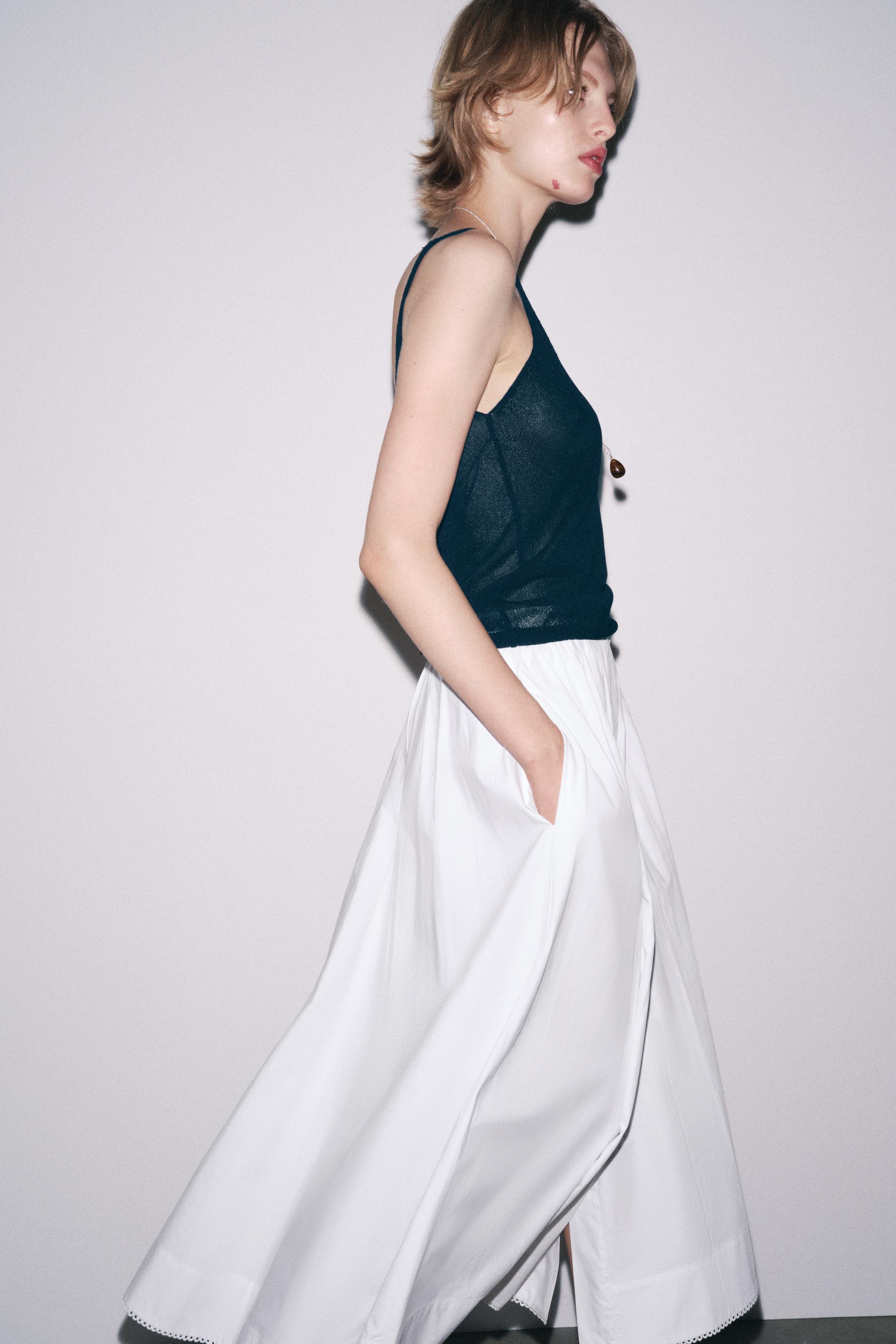 ZW COLLECTION POPLIN MIDI SKIRT