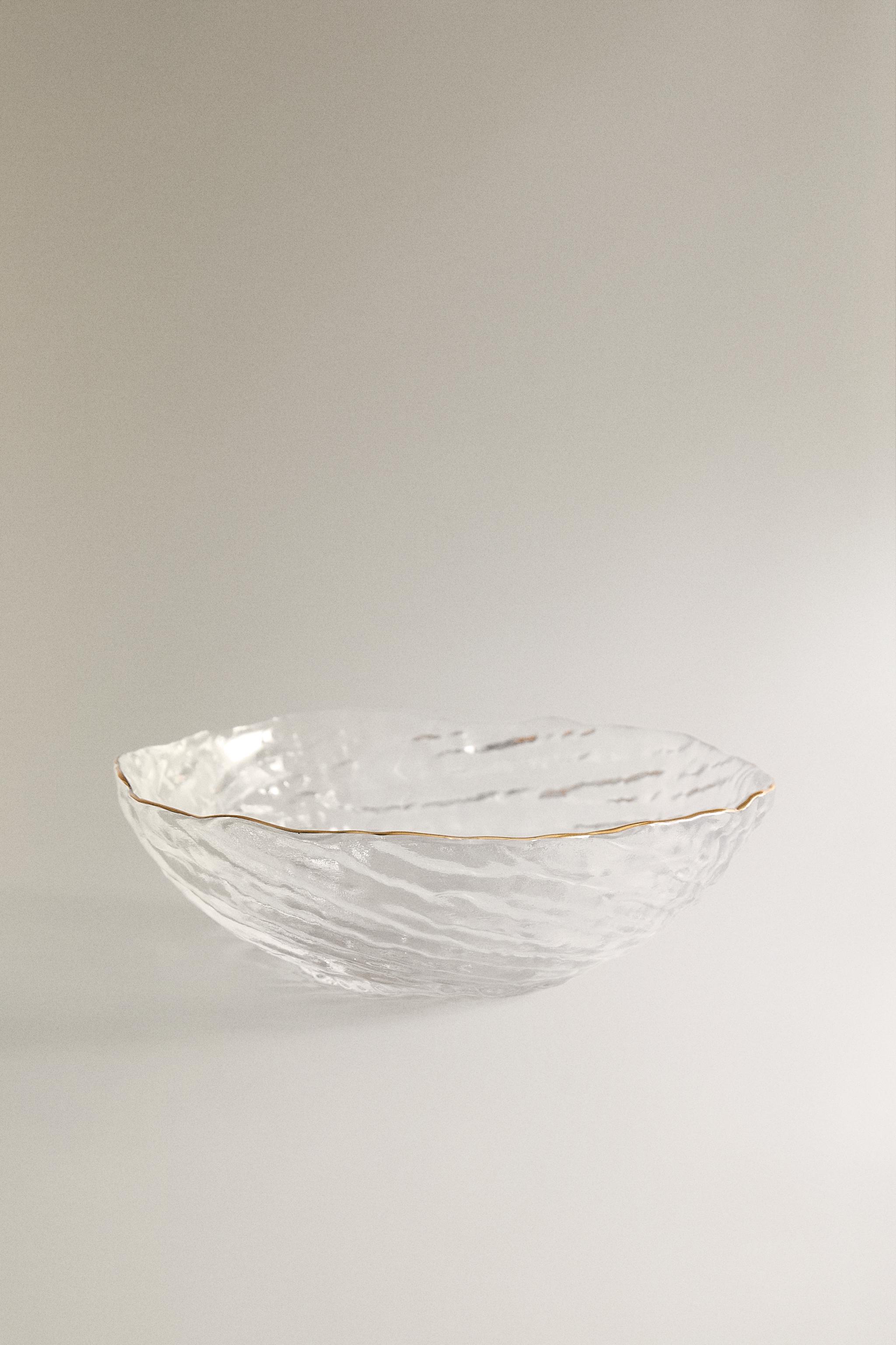 GLASS BOWL WITH GOLD RIM