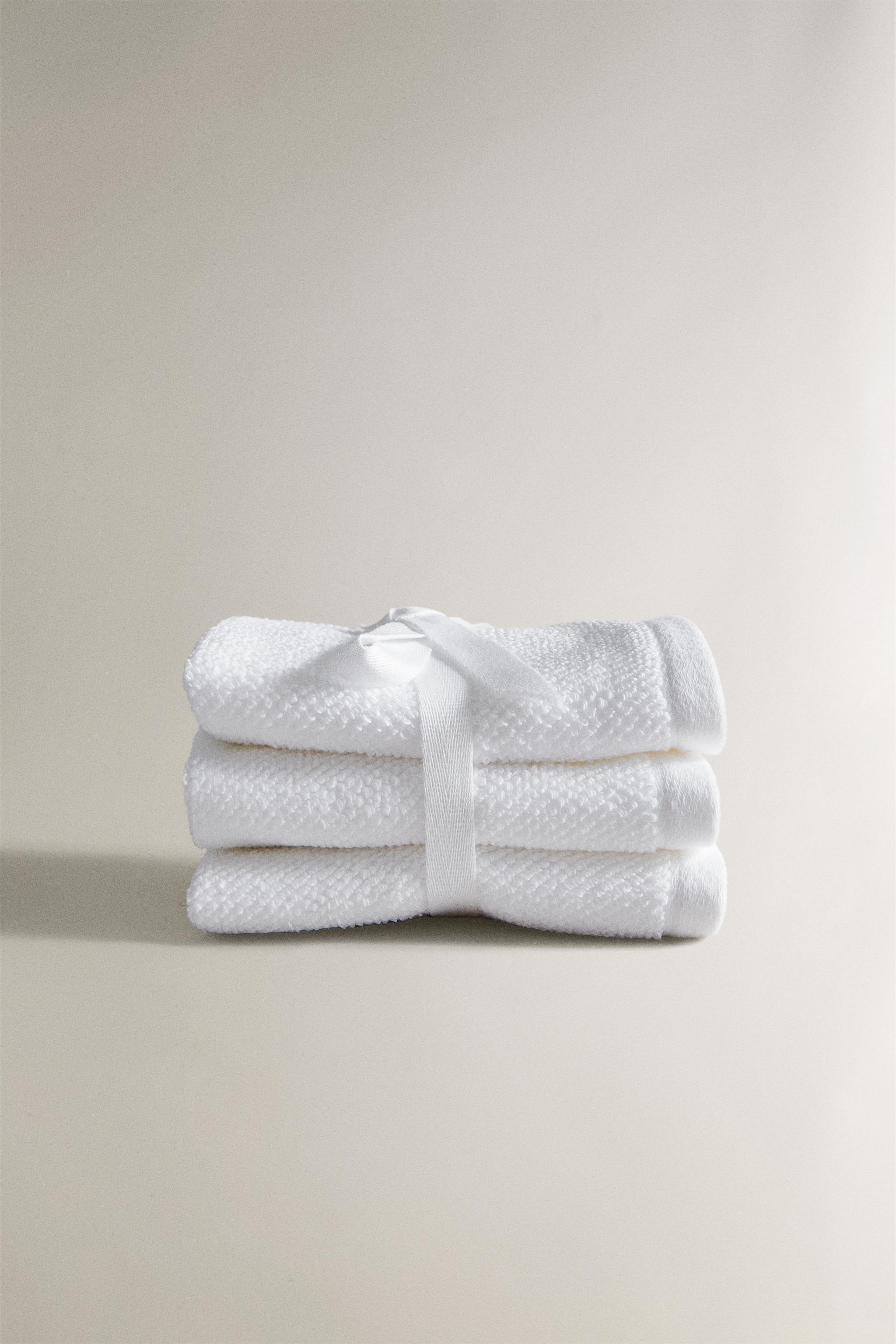 SET OF RICE STITCH COTTON HAND TOWELS (SET OF 3)