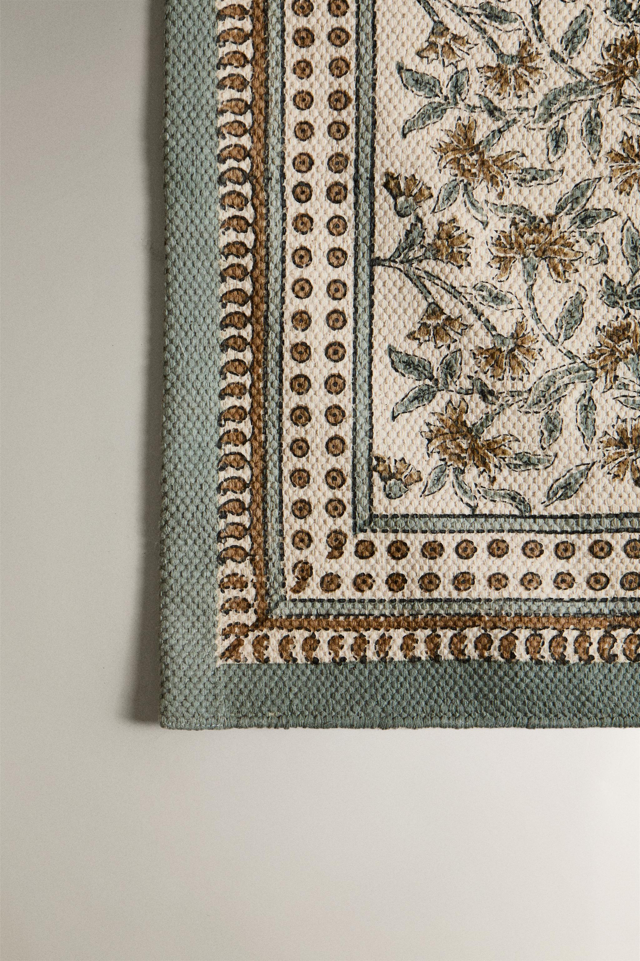 FLORAL BLOCK PRINT AREA RUG