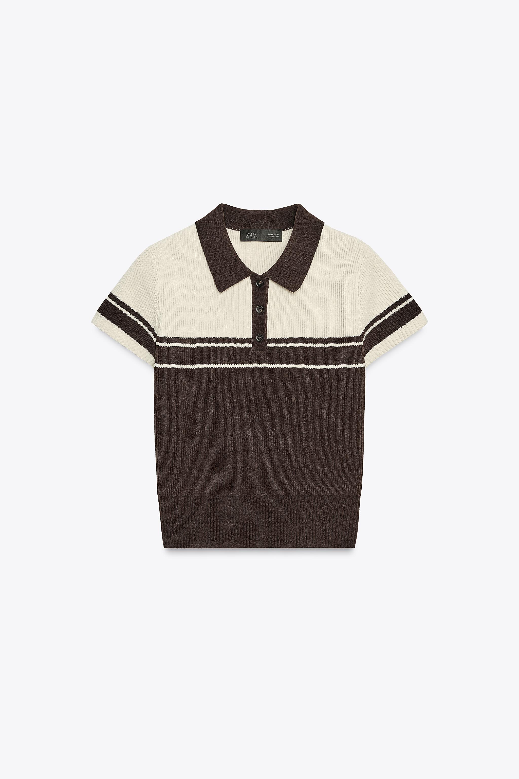 RIBBED KNIT POLO TOP