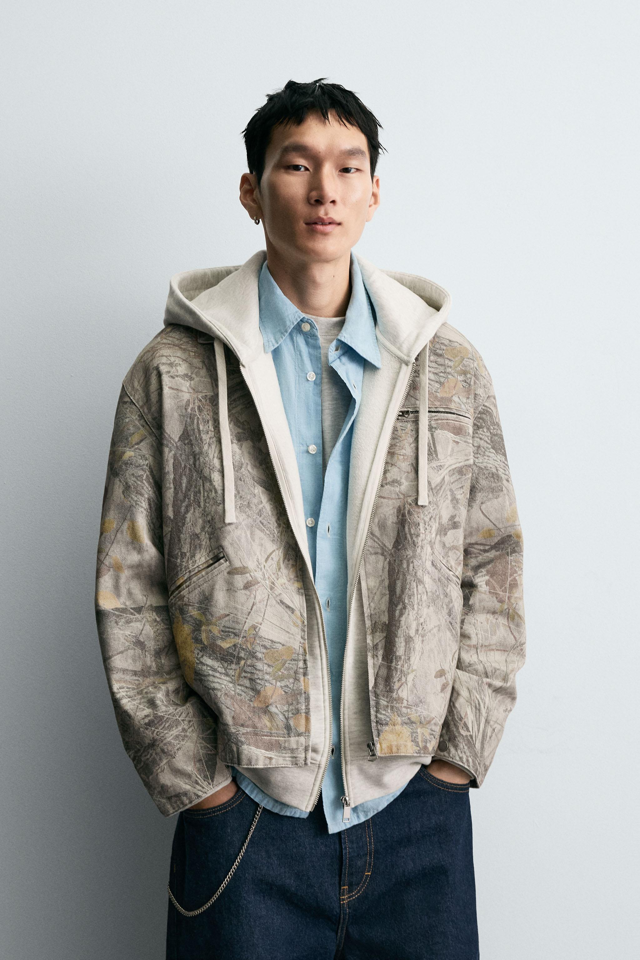 WASHED JACKET ABSTRACT PRINT