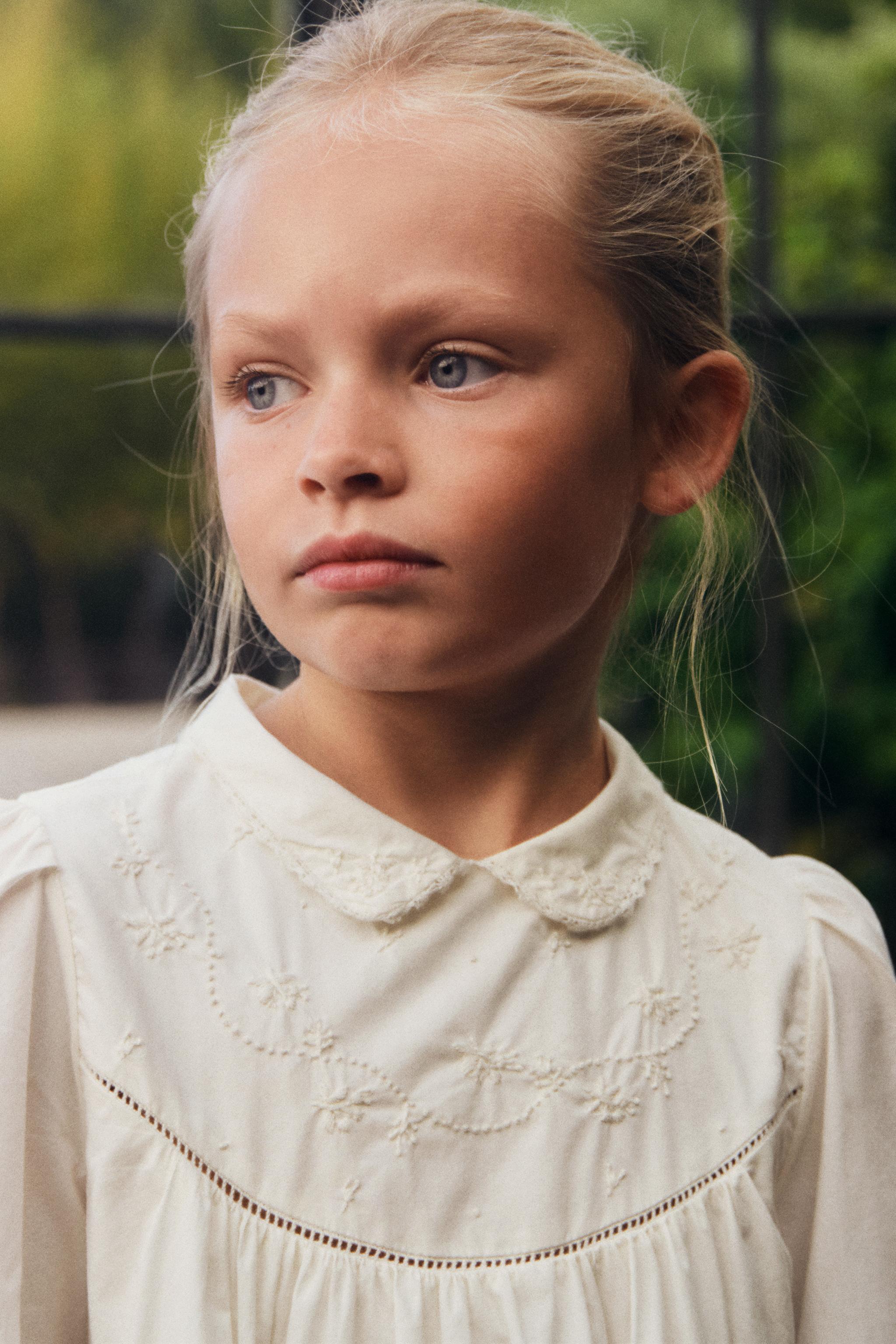 AGES 6-10/ LIMITED EDITION EMBROIDERED FLORAL POPLIN DRESS