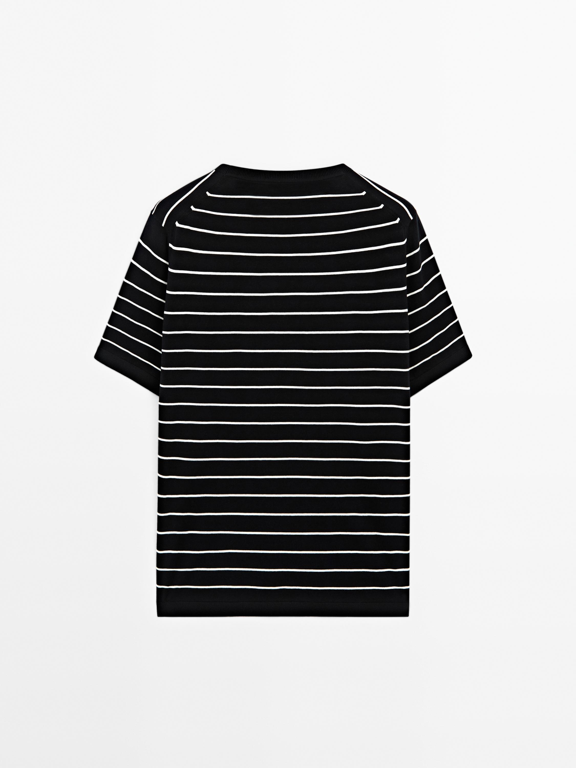 100% cotton striped knit T-shirt