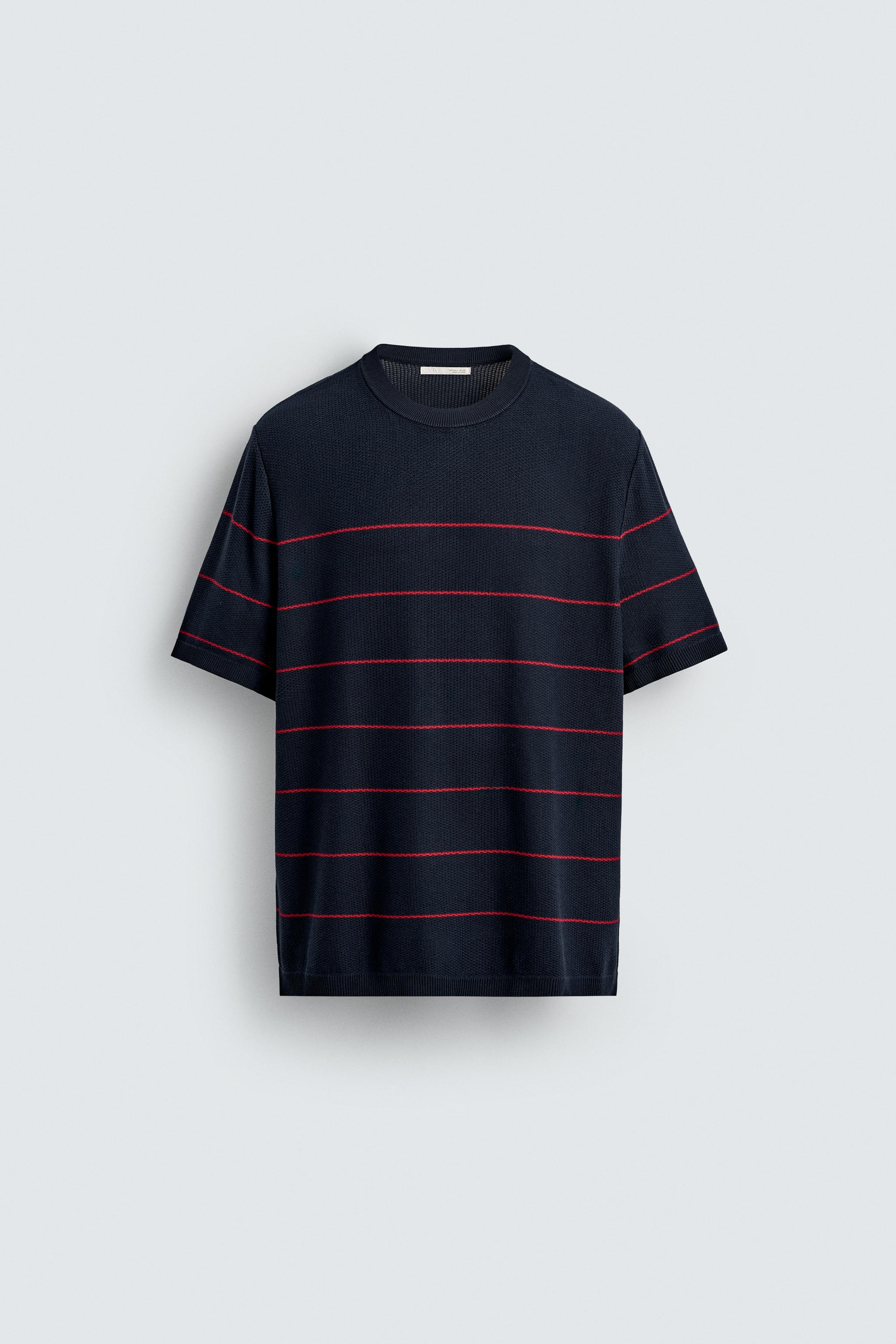 JACQUARD STRIPED KNIT T-SHIRT