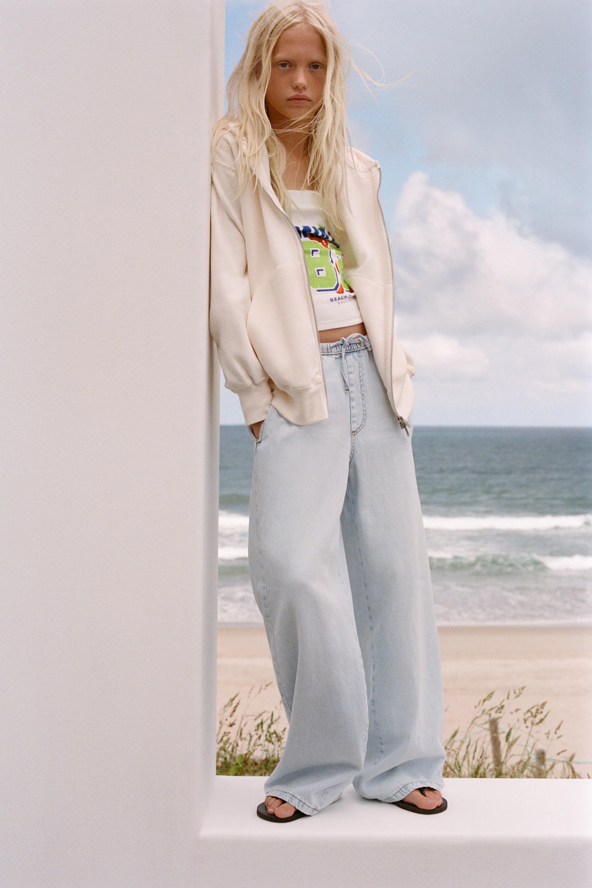 SLIM WAIST WIDE LEG JEANS