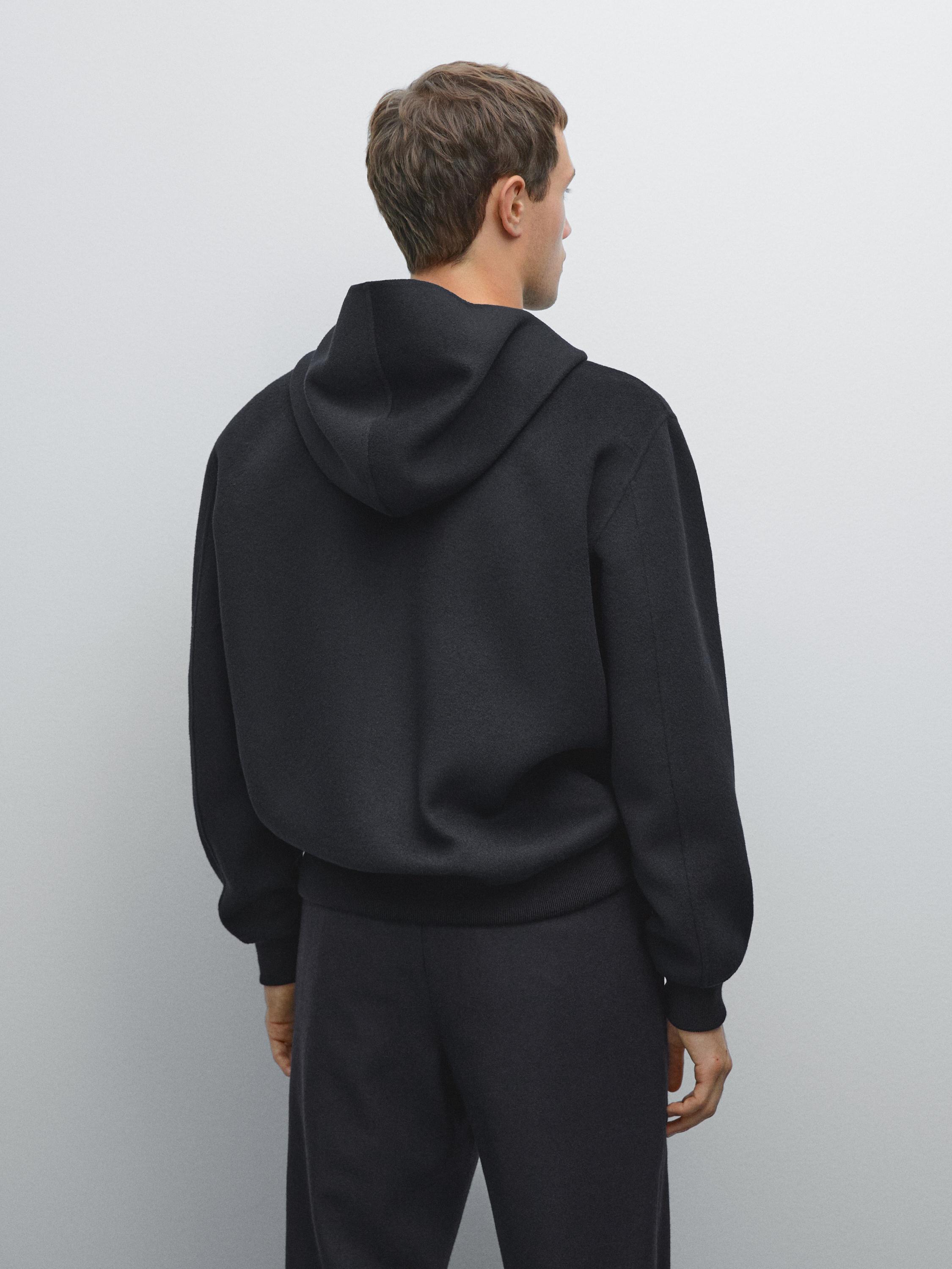 Wool blend hooded cardigan