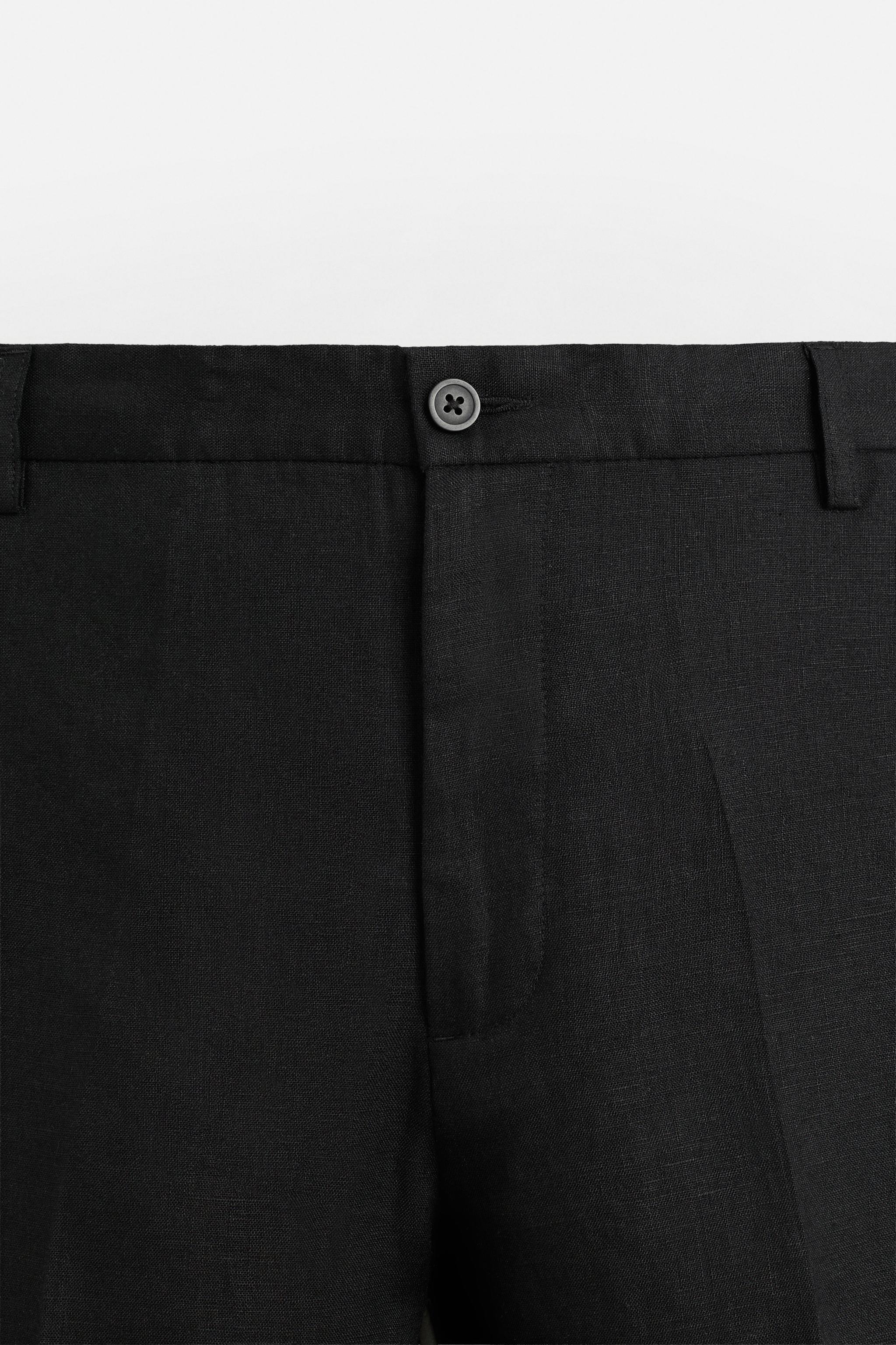 100% LINEN REGULAR FIT PANTS