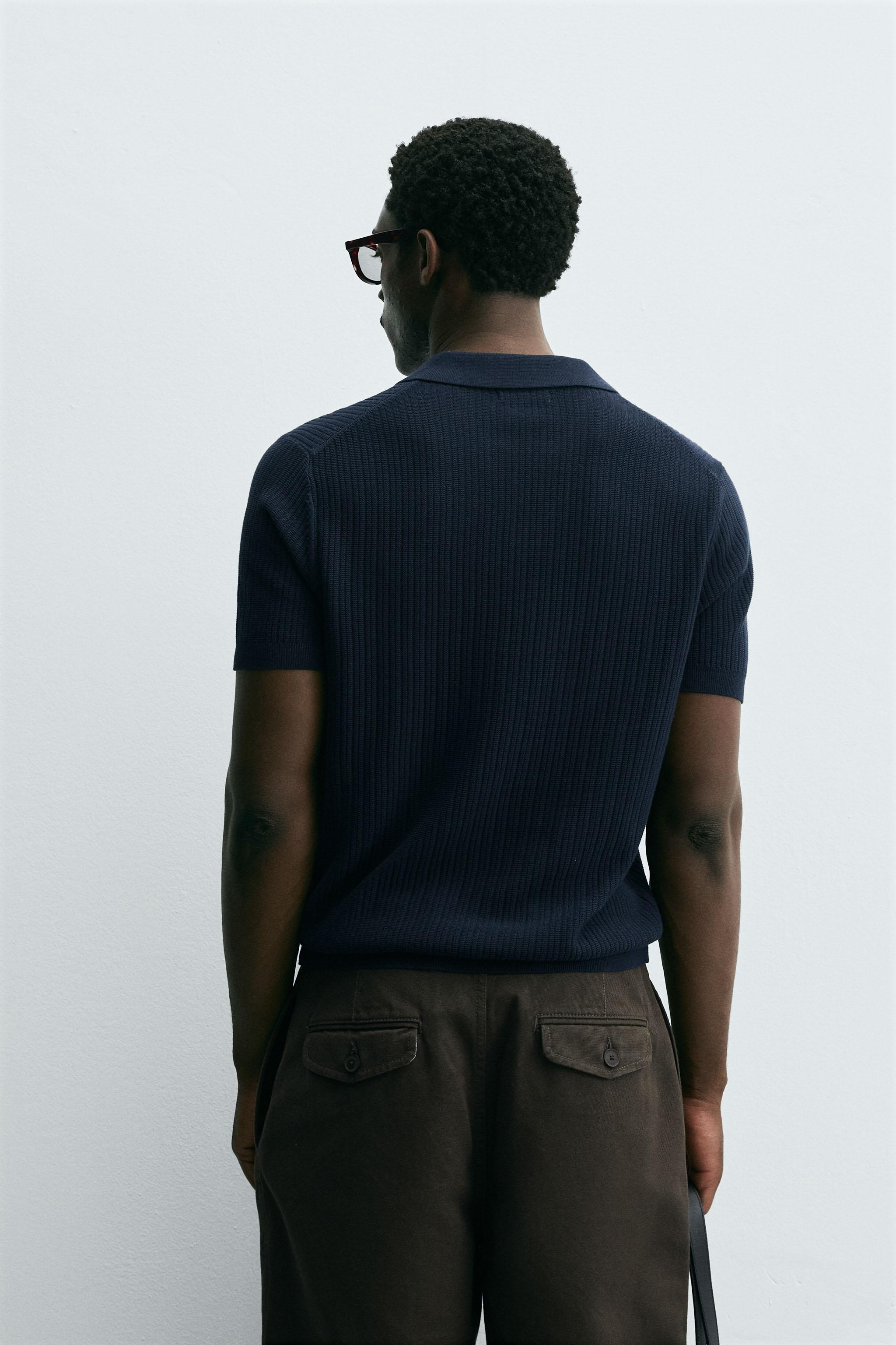 RIBBED KNIT POLO SHIRT