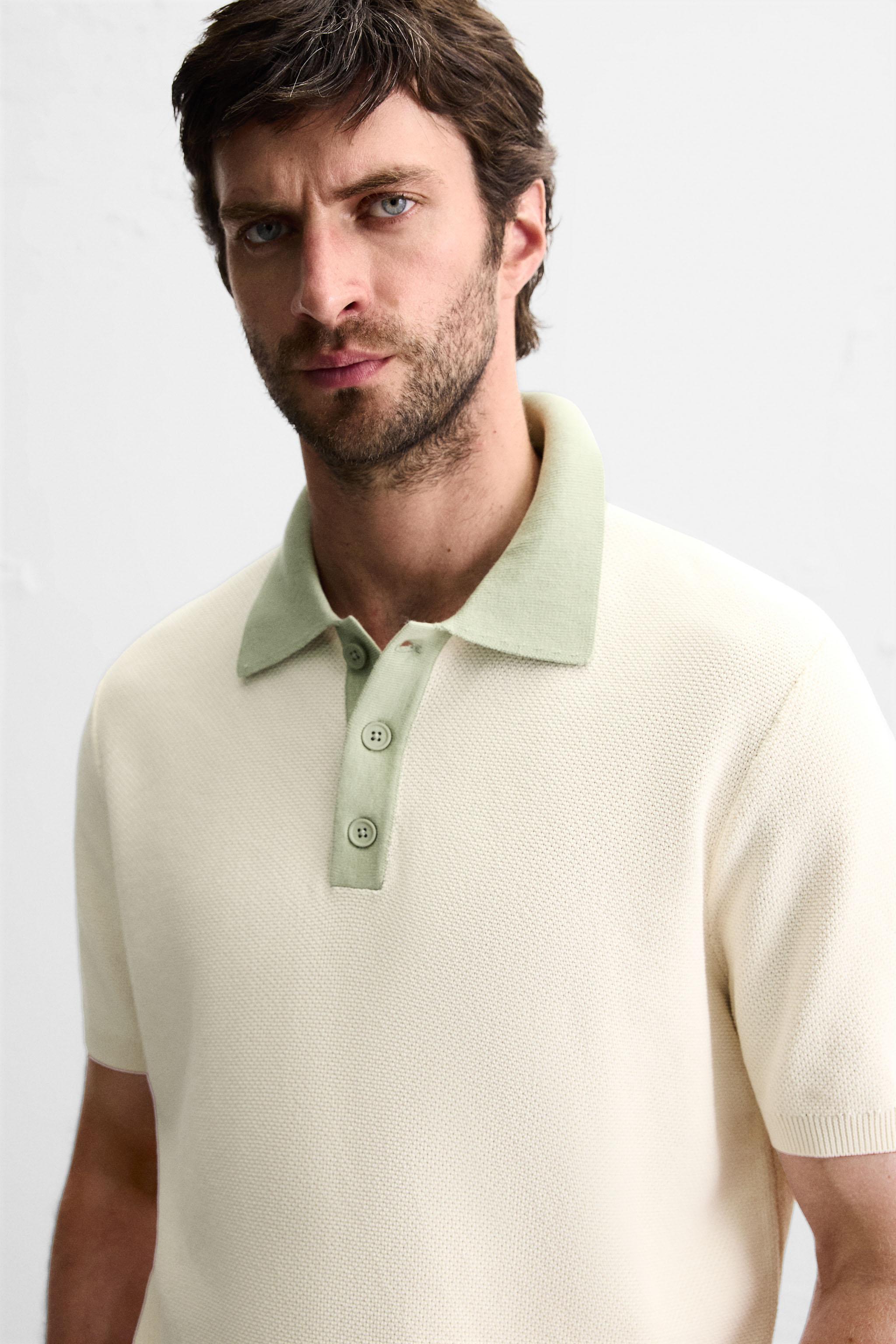 CONTRAST KNIT POLO SHIRT
