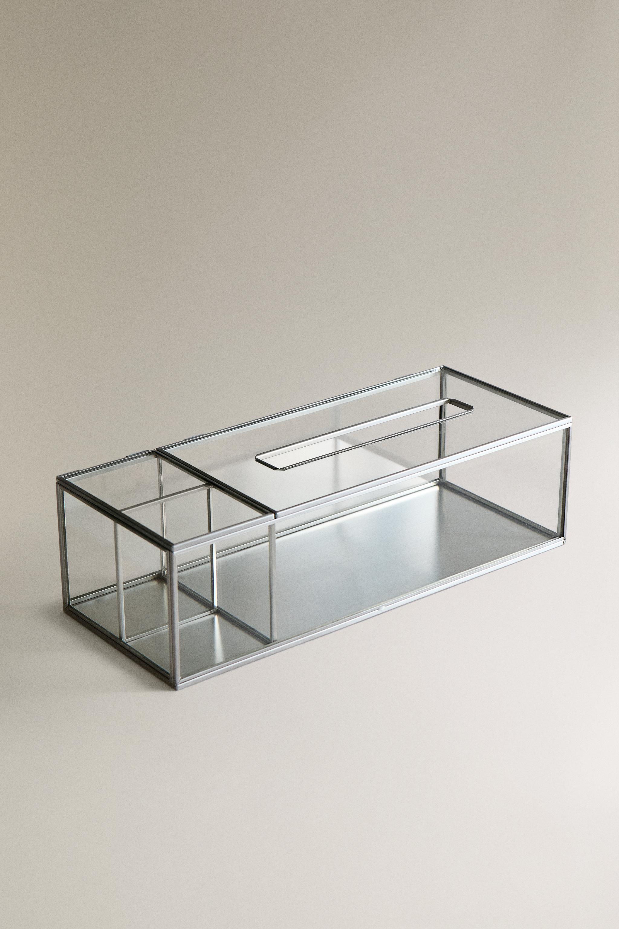 GLASS AND METAL MULTI-PURPOSE TISSUE BOX