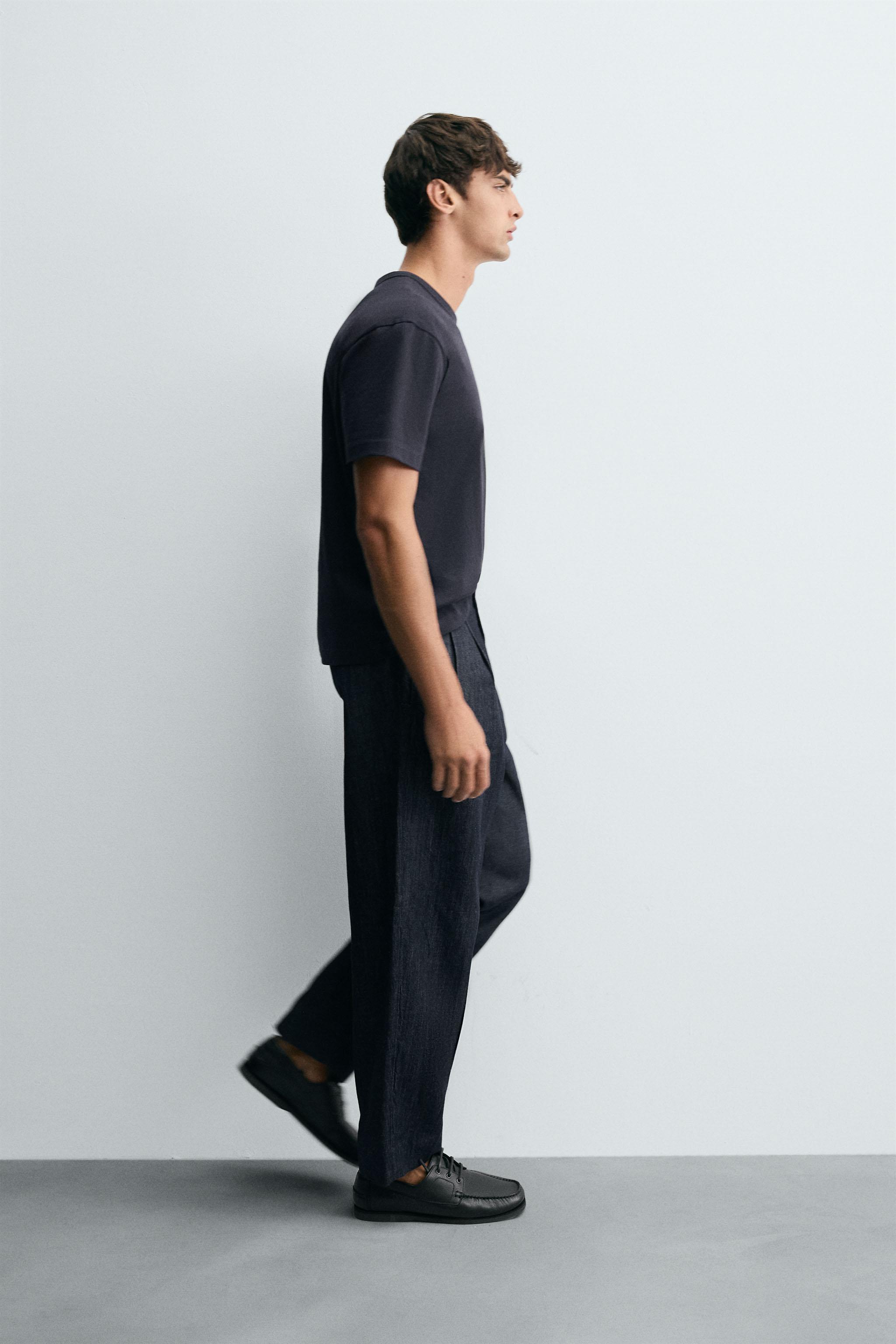 WIDE FIT CROPPED DENIM PANTS