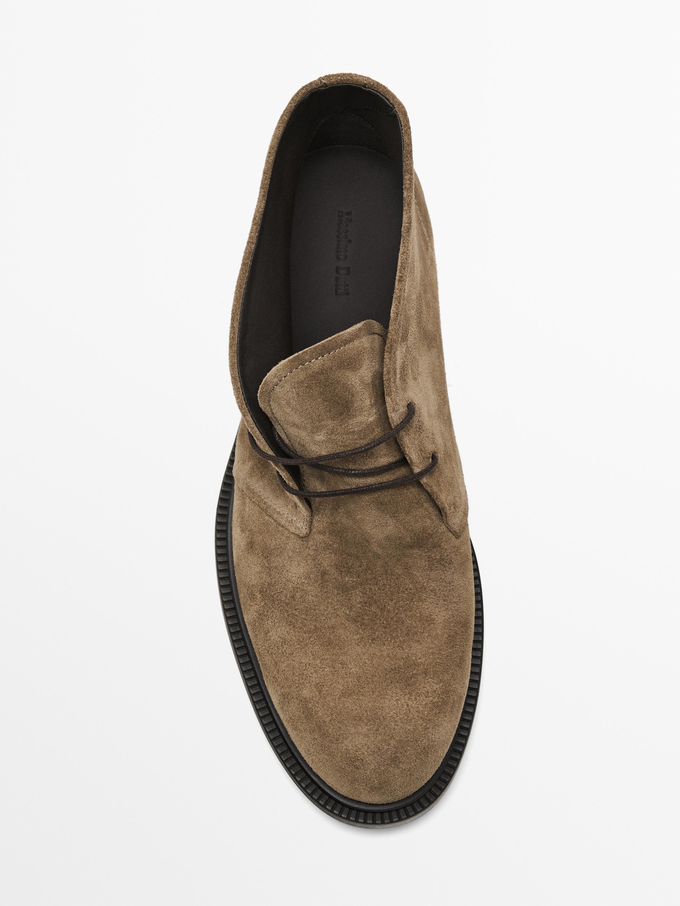 Split suede ankle boot