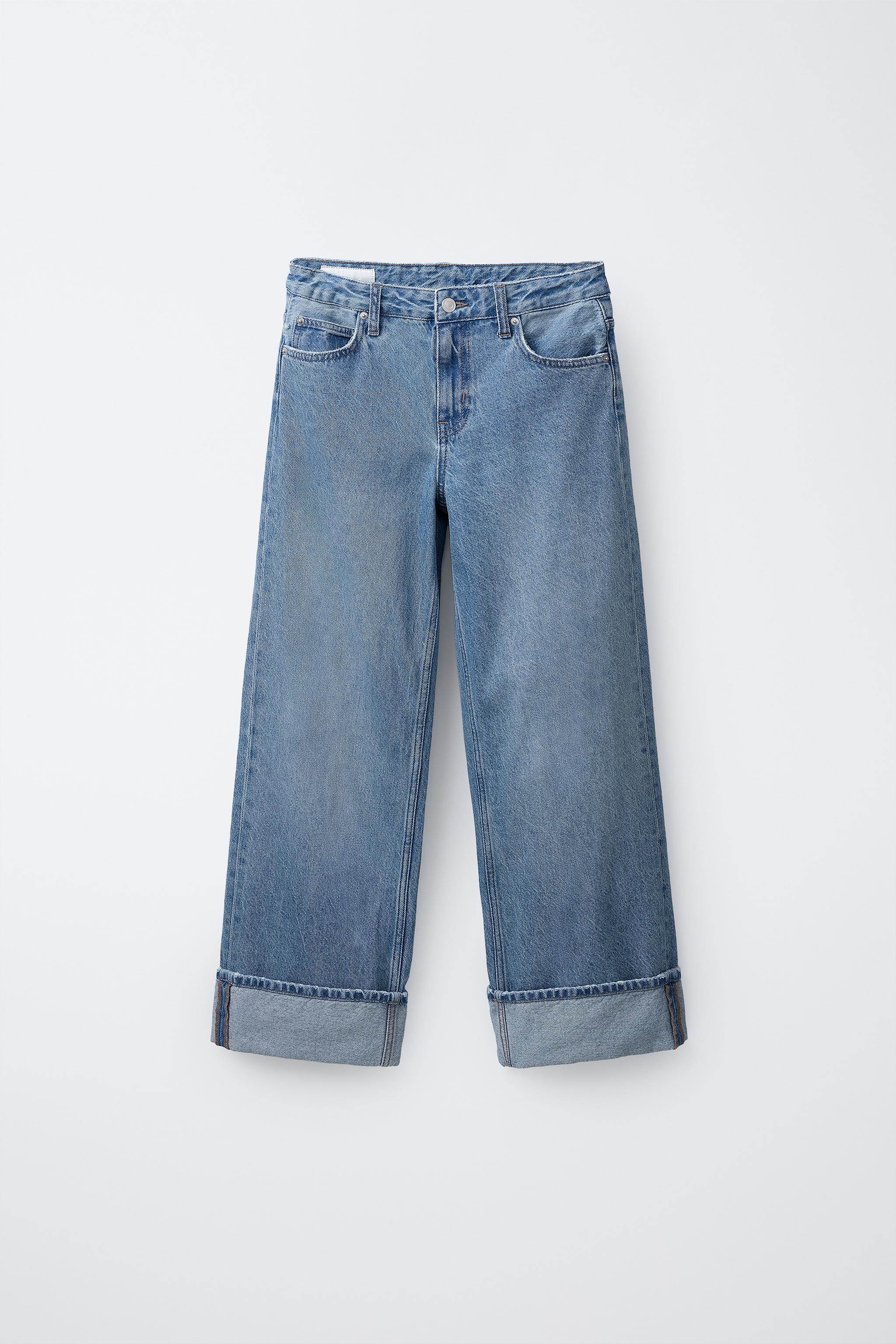 CUFFED WIDE LEG JEANS