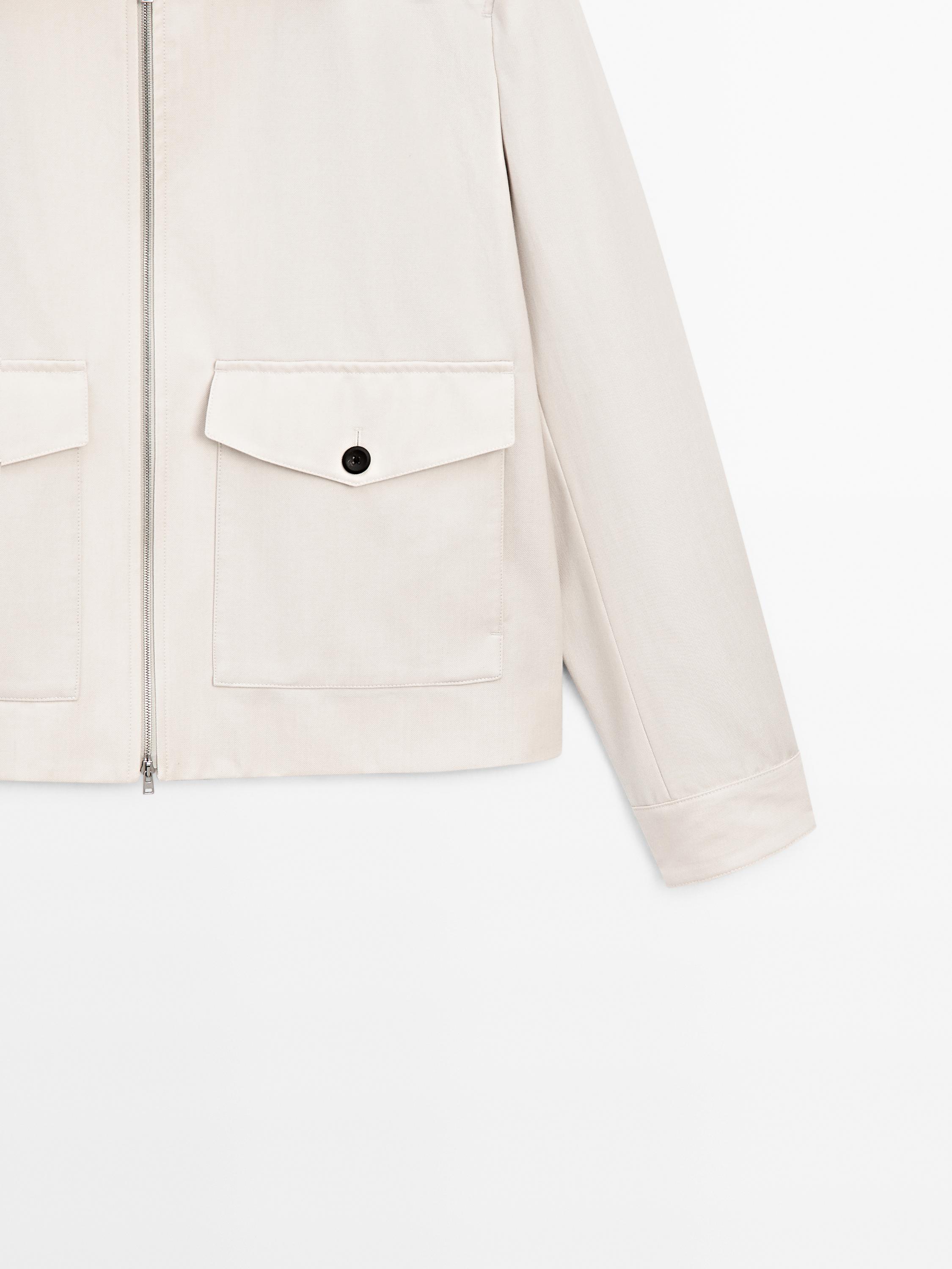 Wool and cotton blend jacket with pockets