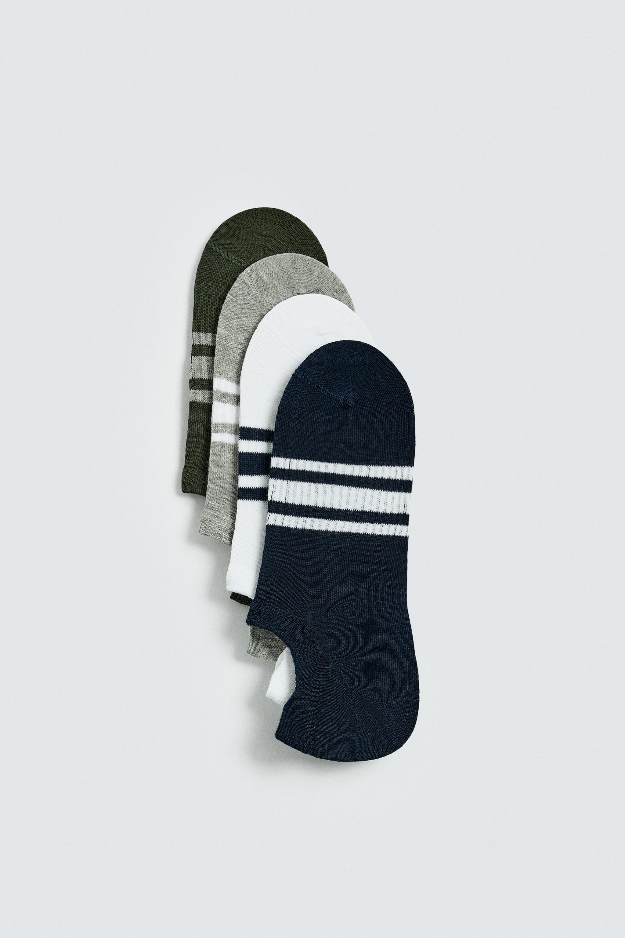 4-PACK OF STRIPED INVISIBLE SOCKS