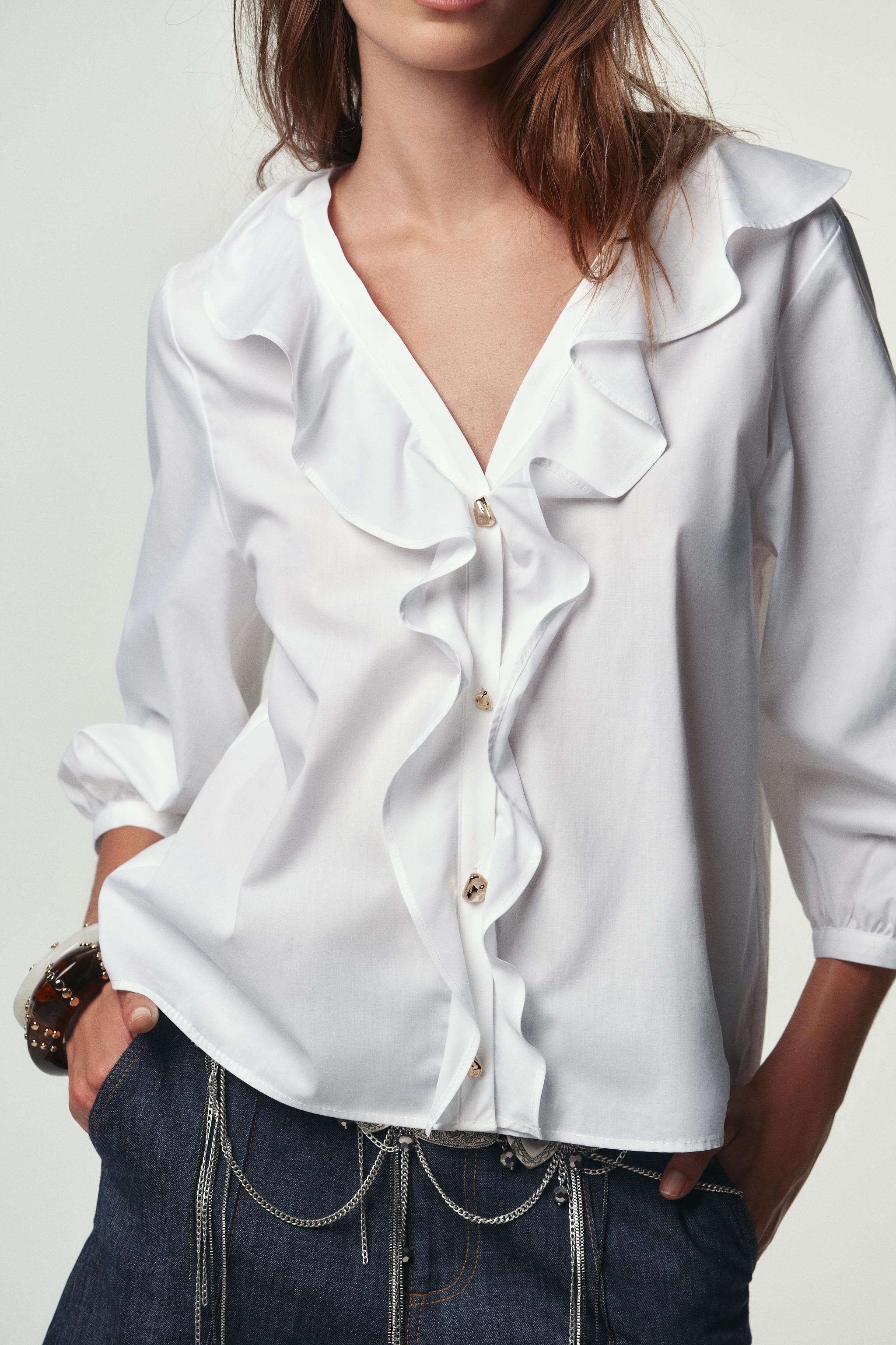 RUFFLED POPLIN SHIRT