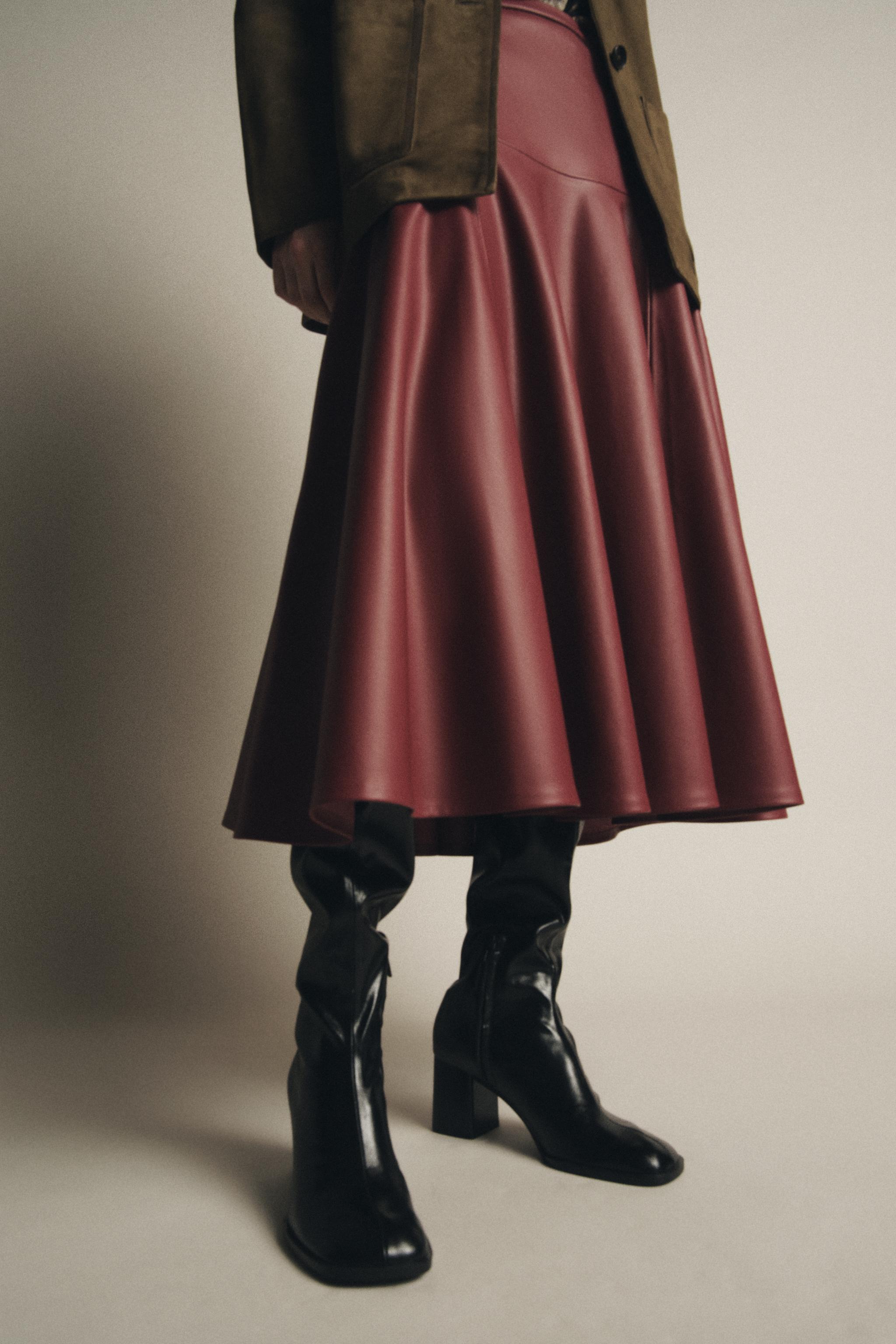 FAUX LEATHER MIDI SKIRT ZW COLLECTION