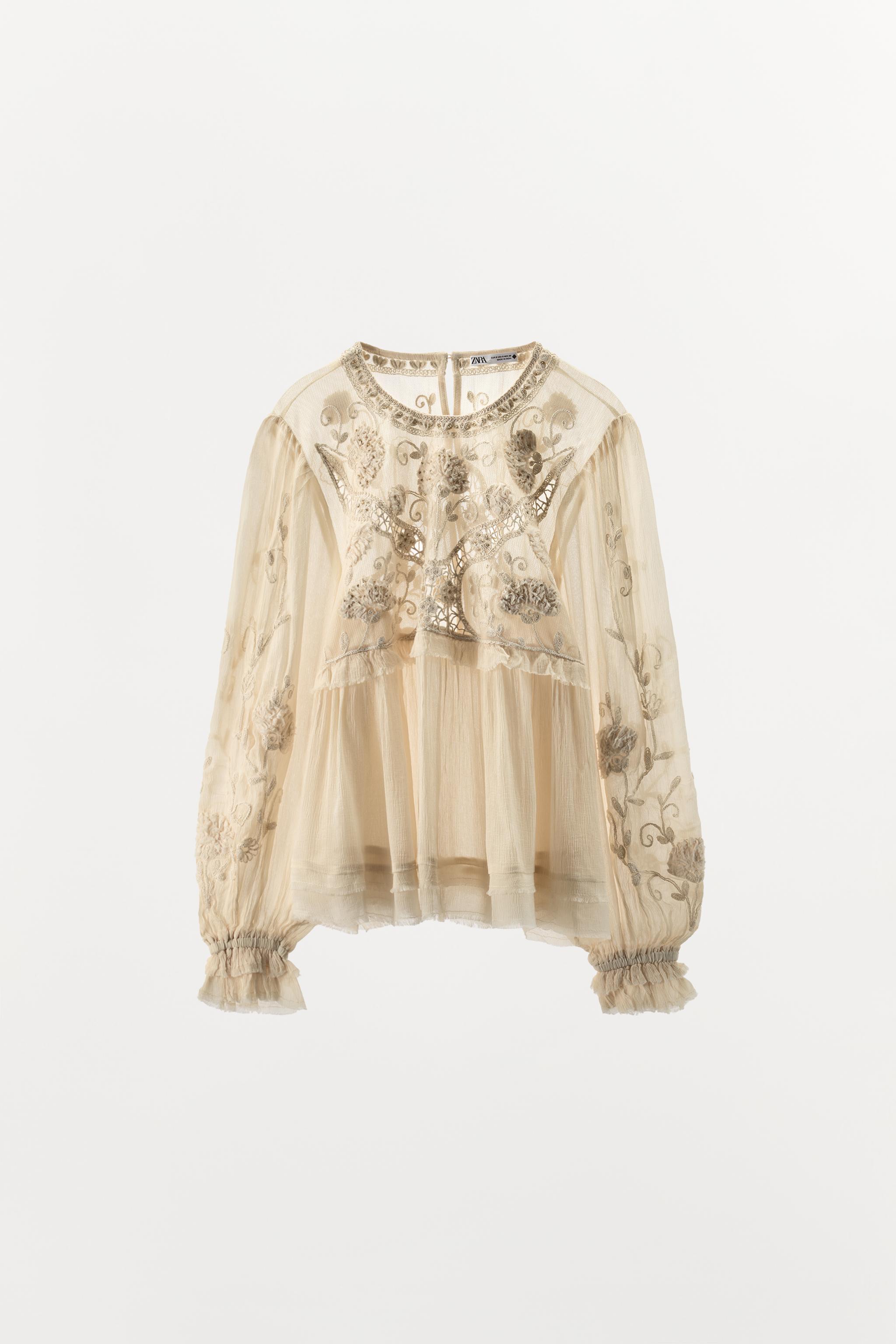 EMBROIDERED BEADED STRUCTURE BLOUSE