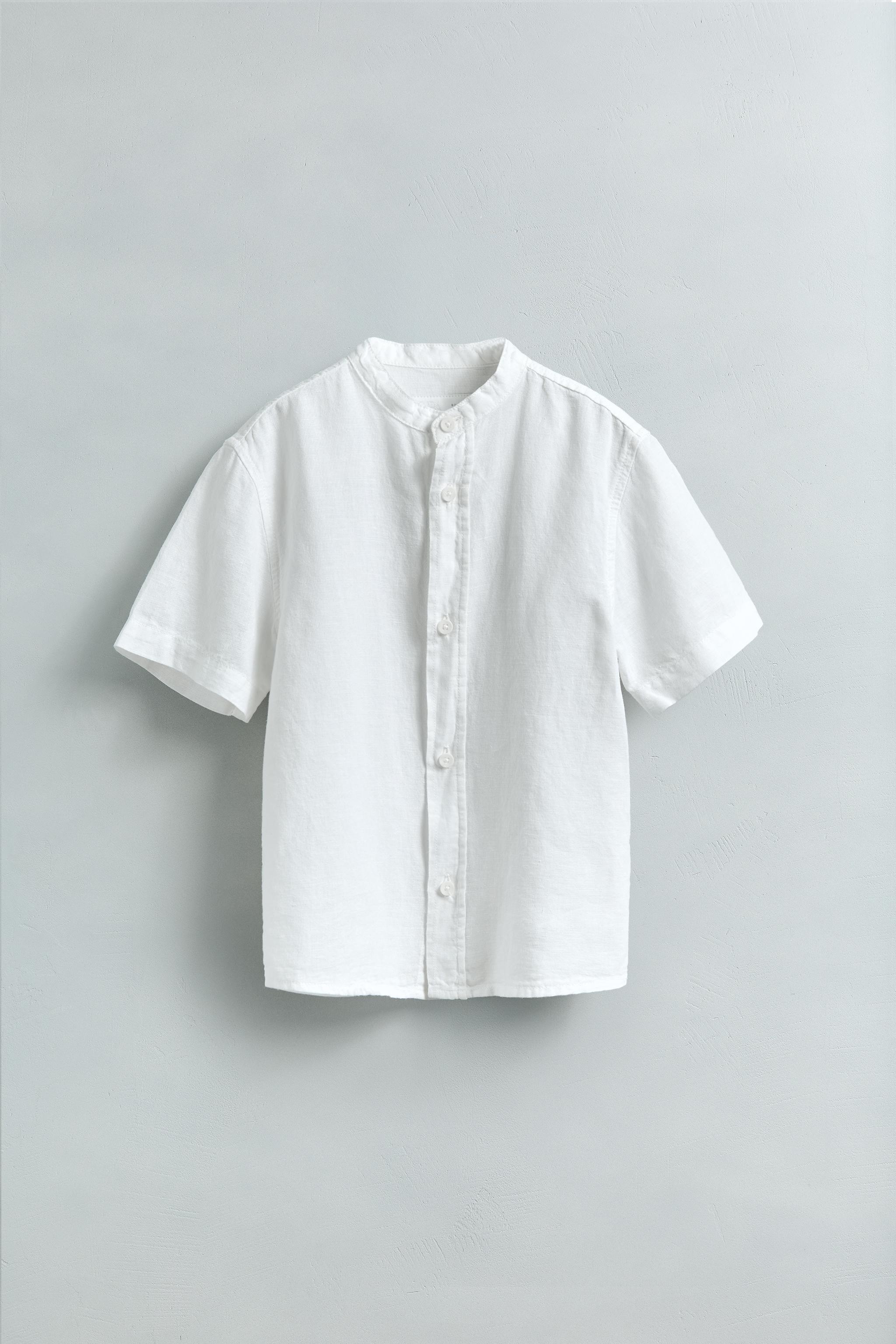 LINEN COTTON MANDARIN COLLAR SHIRT