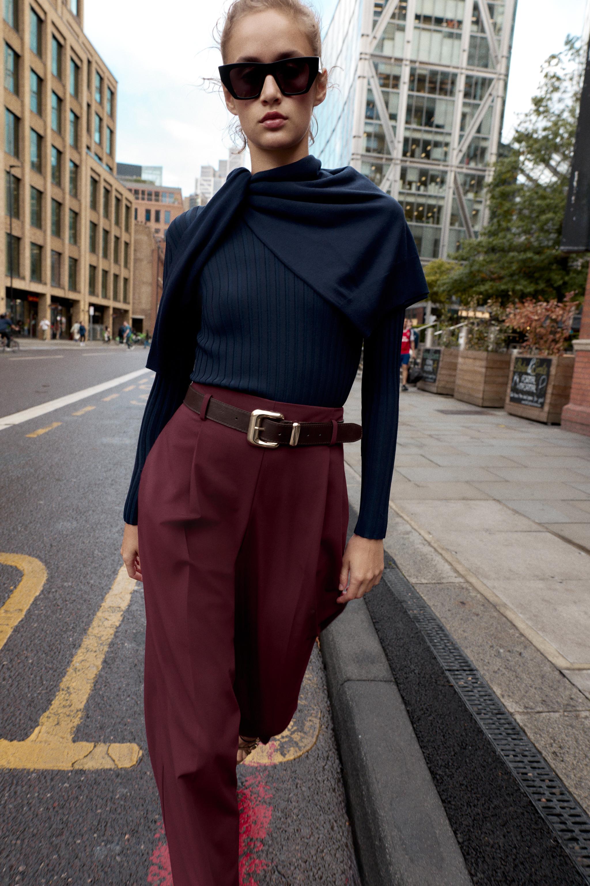 PLEATED BELTED PANTS