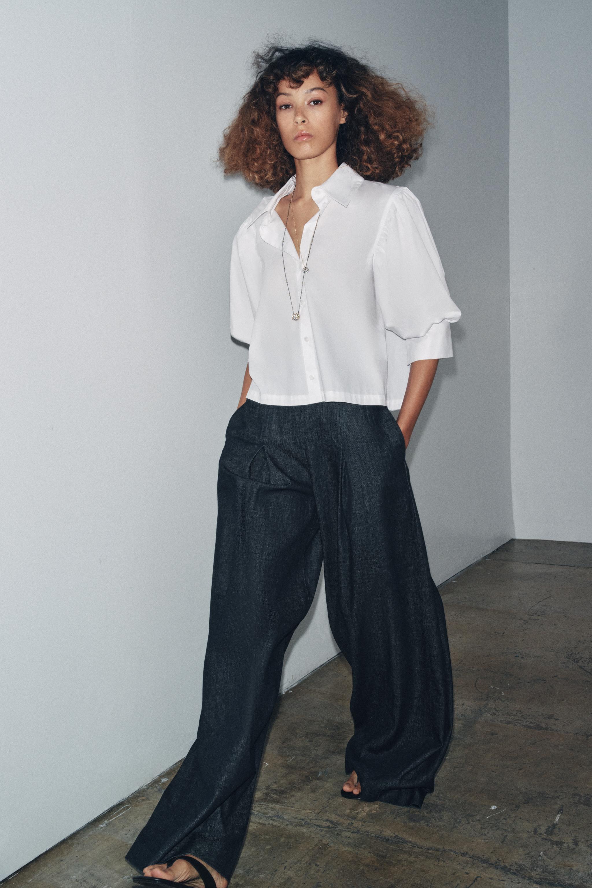 ZW COLLECTION POPLIN BALLOON SLEEVE SHIRT