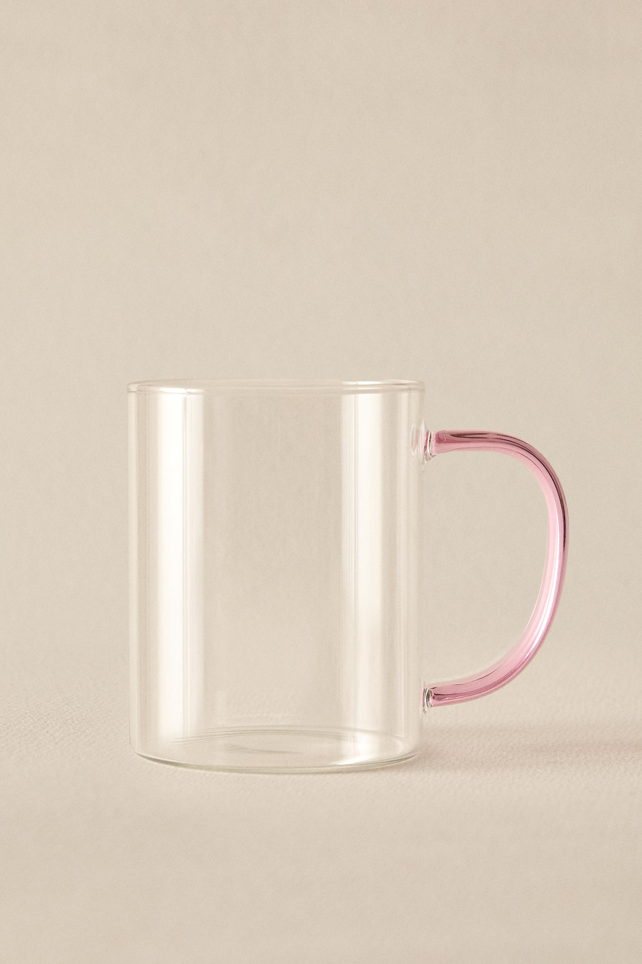 BOROSILICATE GLASS MUG WITH COLORED HANDLE