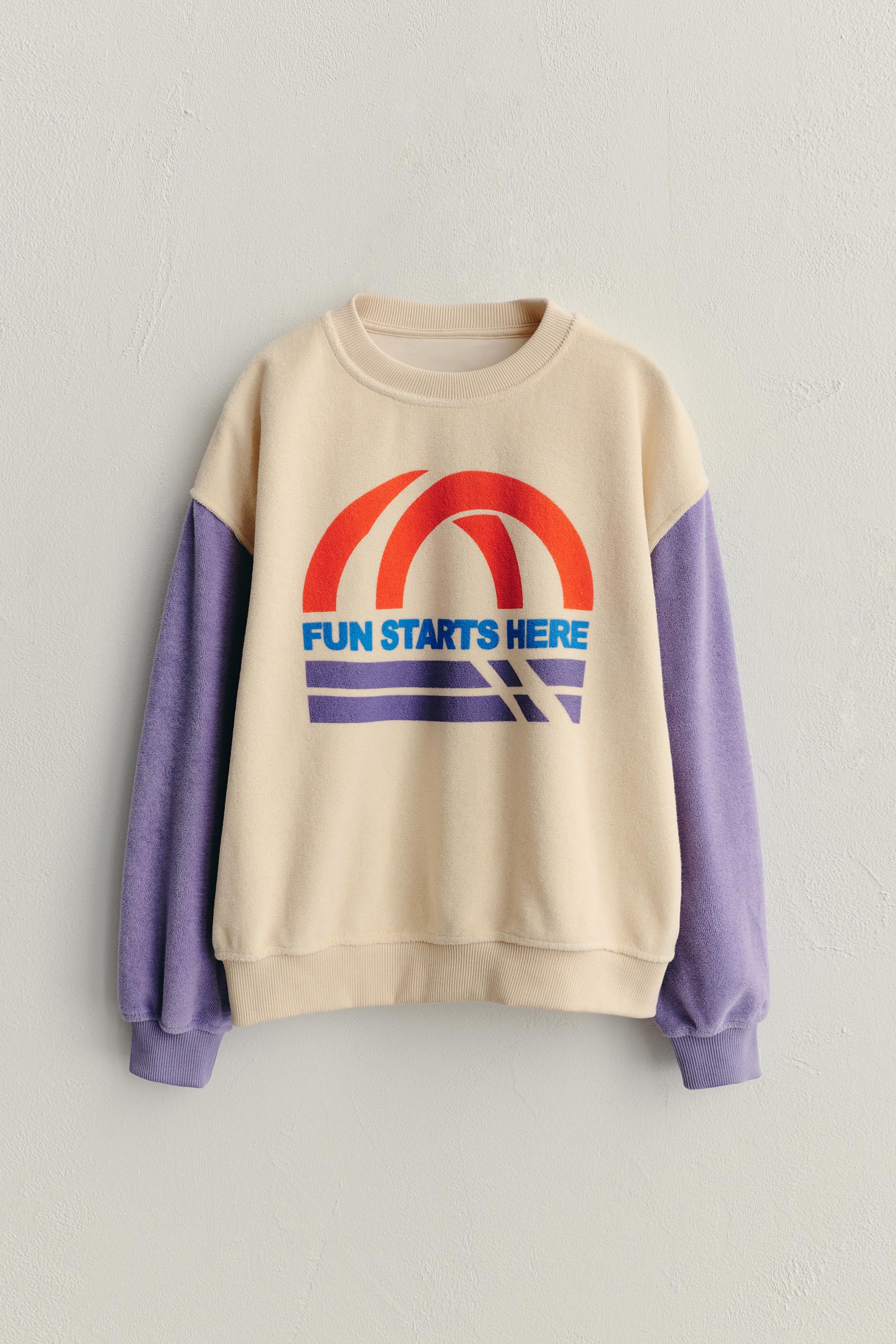 TERRY CONTRAST SLEEVE SWEATSHIRT