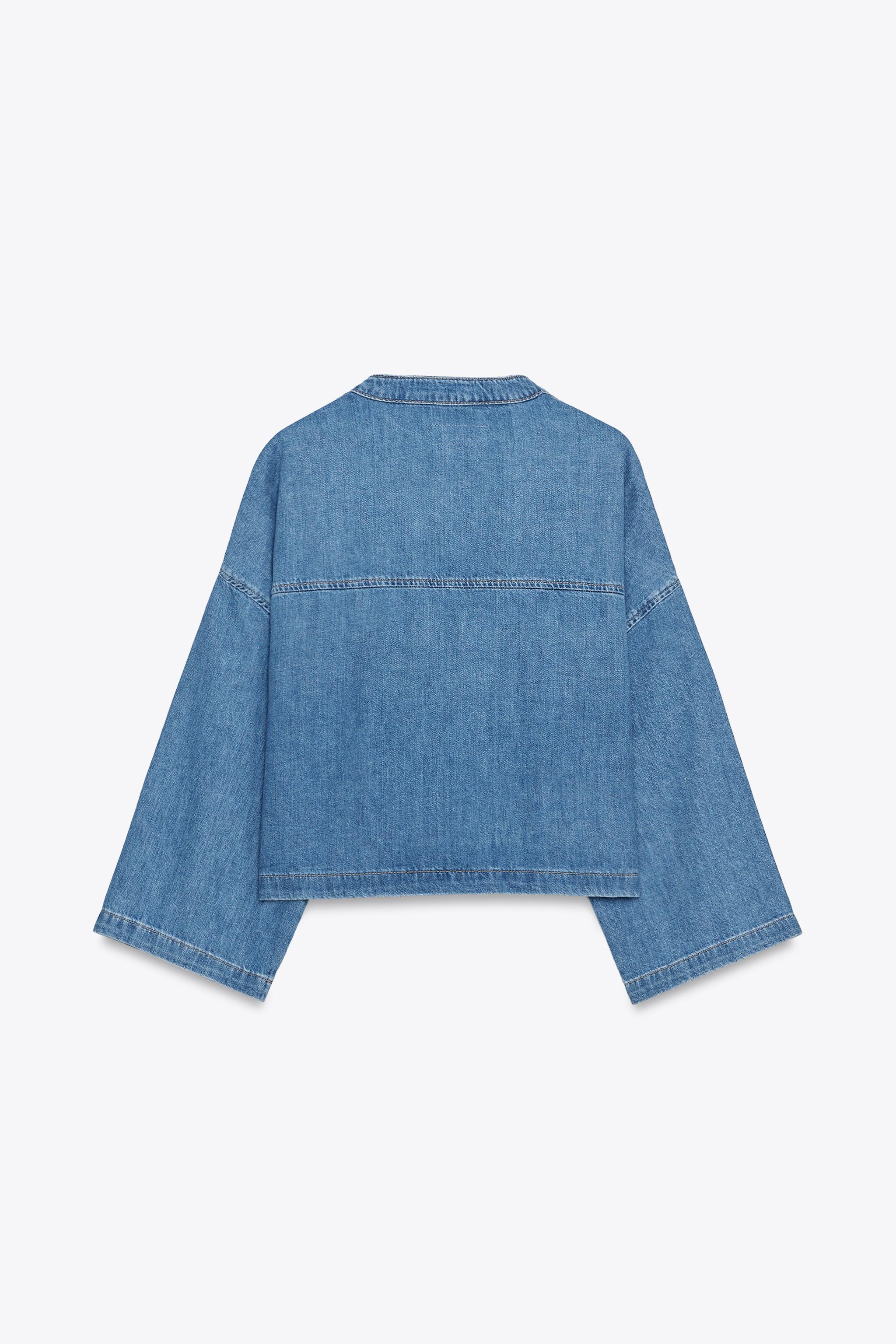 MANDARIN COLLAR DENIM SHIRT