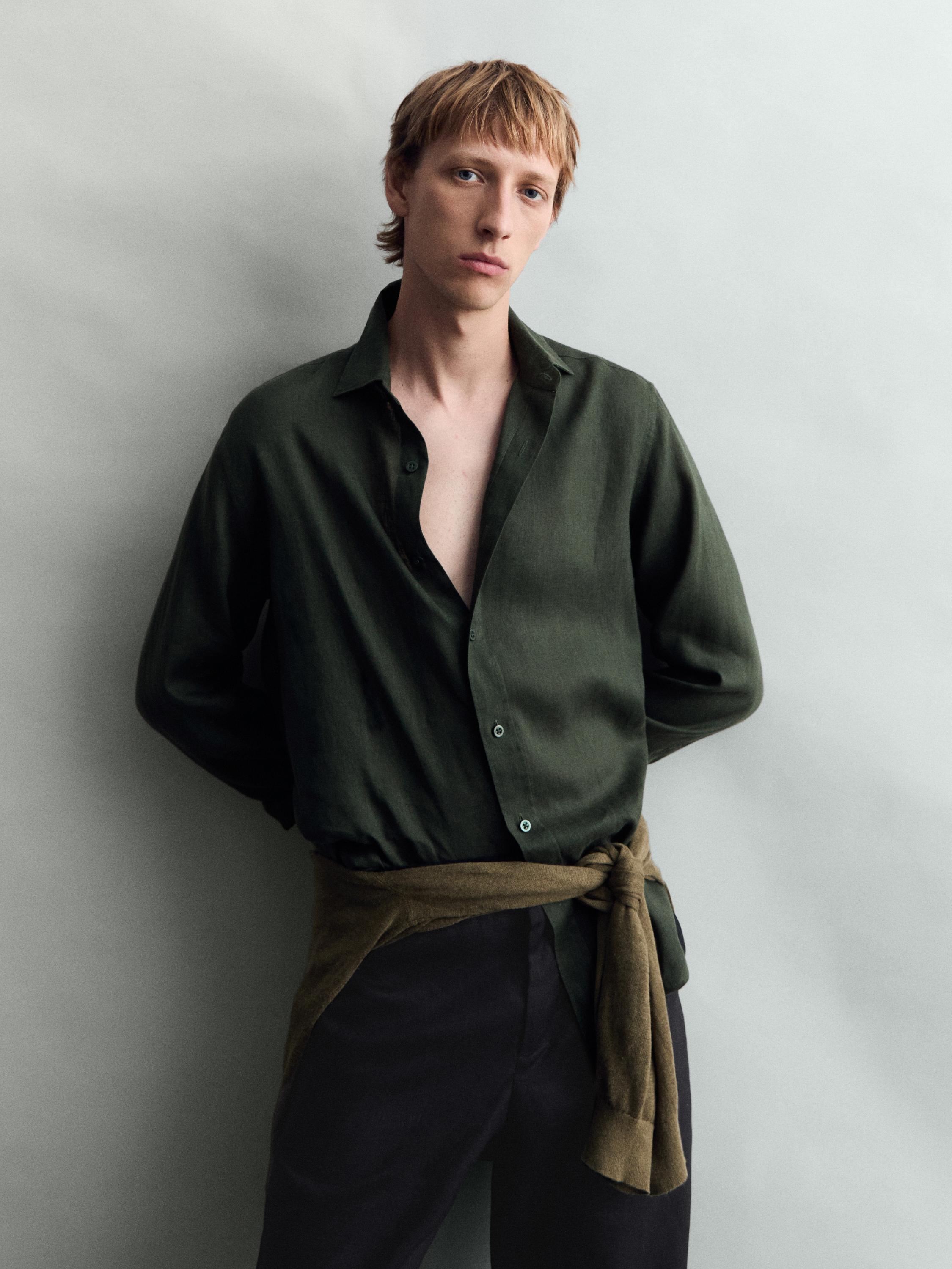 100% linen slim fit shirt