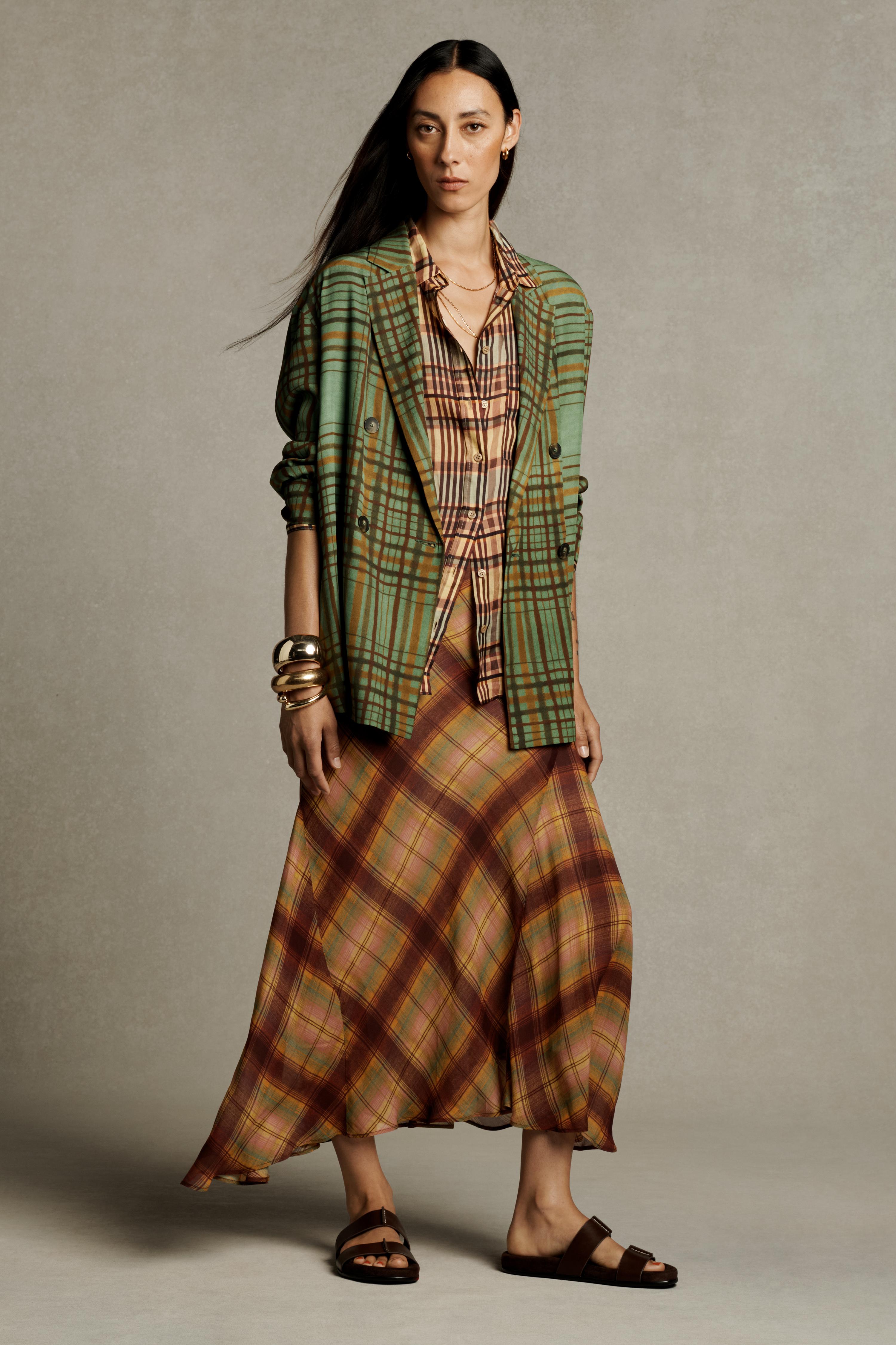 ZW COLLECTION FLOWY PLAID BLAZER