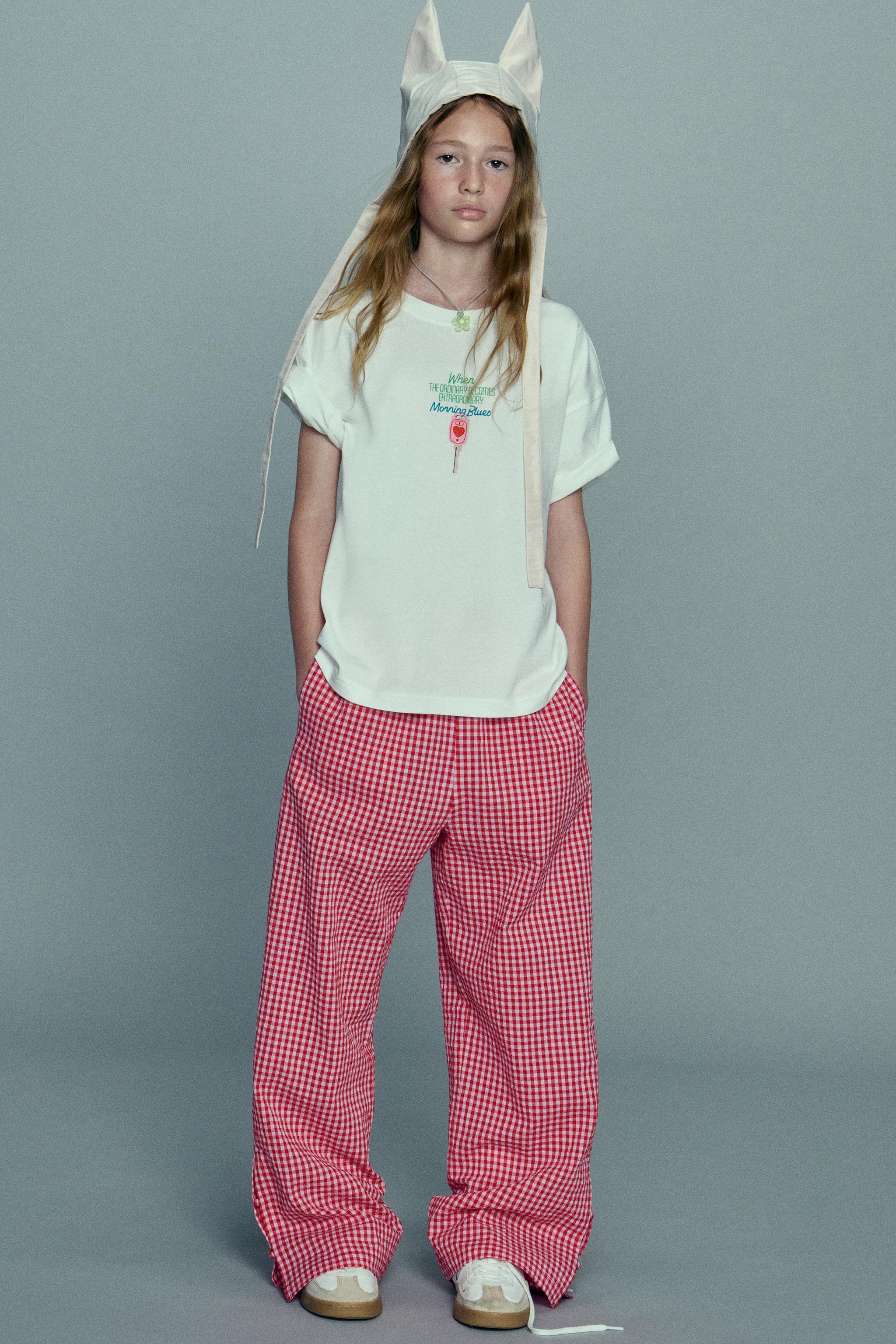 GINGHAM WIDE LEG PANTS